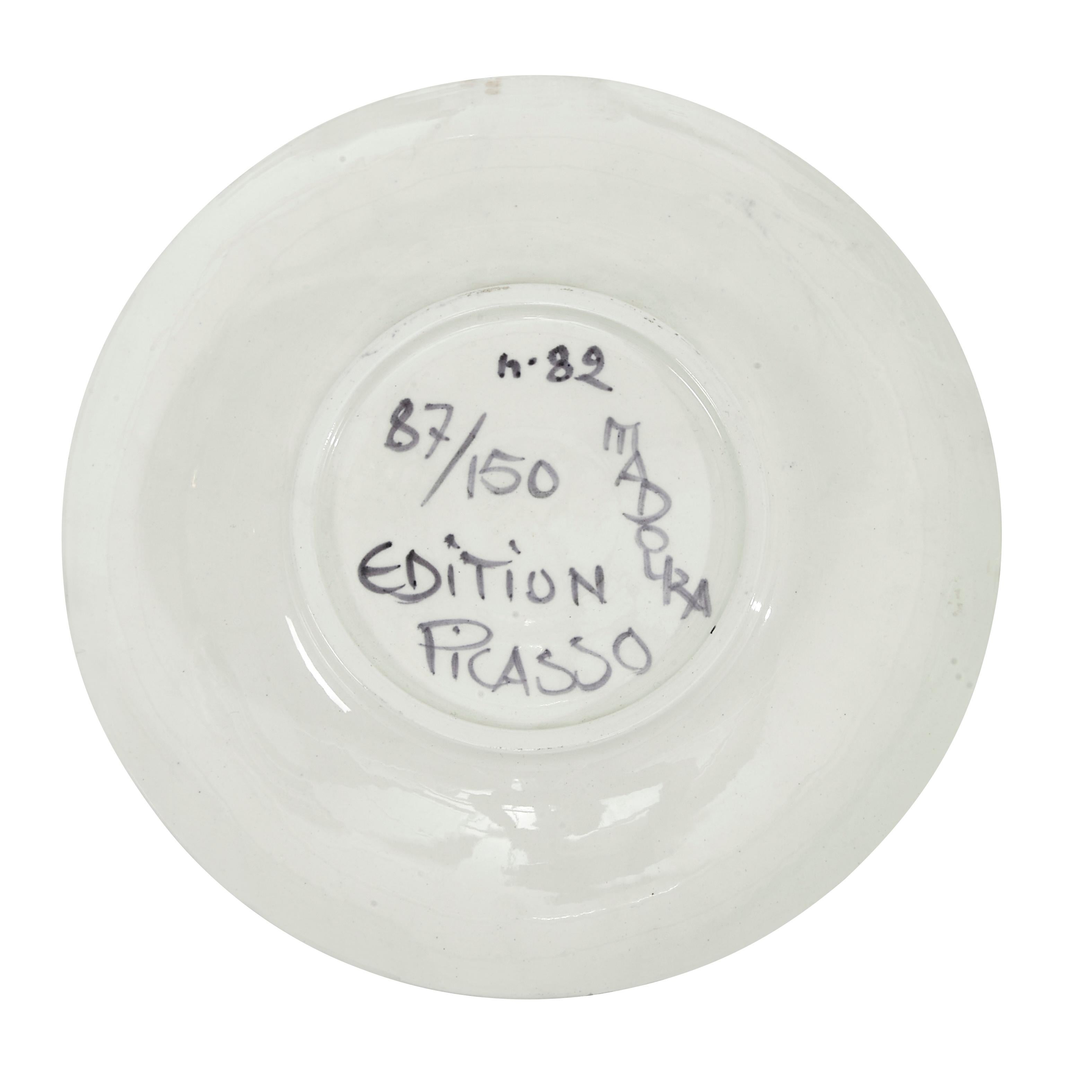 Pablo Picasso 'Oiseau No. 82' (A. R. 482) Madoura Bird Plate 1963 1