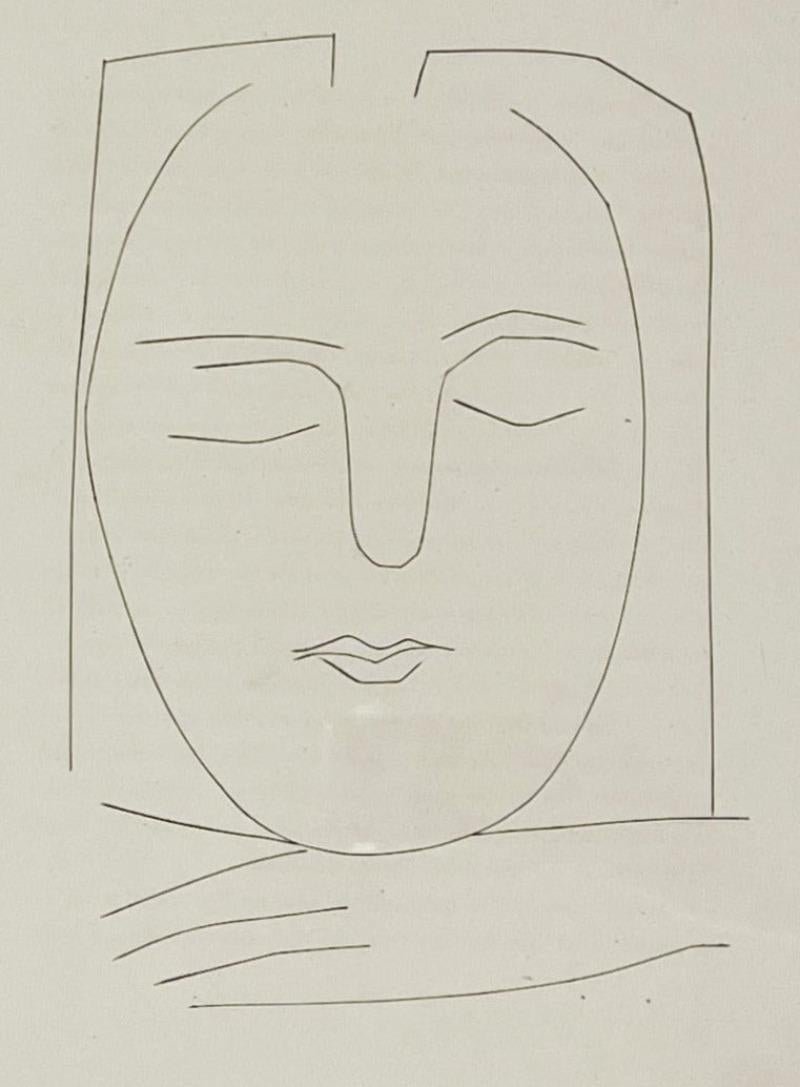 Artist: Pablo Picasso
Title: Oval Head of a Woman with Square Hair (Plate XX)
Portfolio: Carmen
Medium: Original etching on Montval wove paper
Year: 1949
Edition: 32/289
Frame Size: 21" x 18"
Sheet Size: 13" x 10 3/16"
Signed: No (signed and