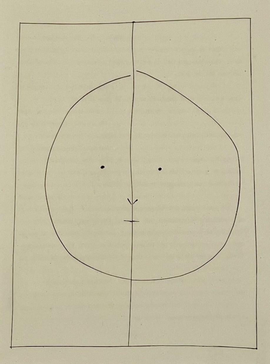 Pablo Picasso Portrait Print – Ovaler Kopf mit Dividing Line (Teller XXIX), von Carmen