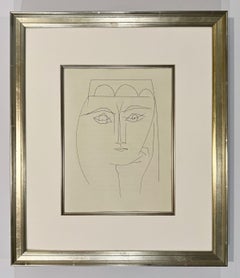 Grabado de retrato de Pablo Picasso, 1949, enmarcado, lámina Carmen XXVIII