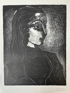 Pablo Picasso, „Porträt von Jacqueline, rechtes Profil,“, Originallithographie