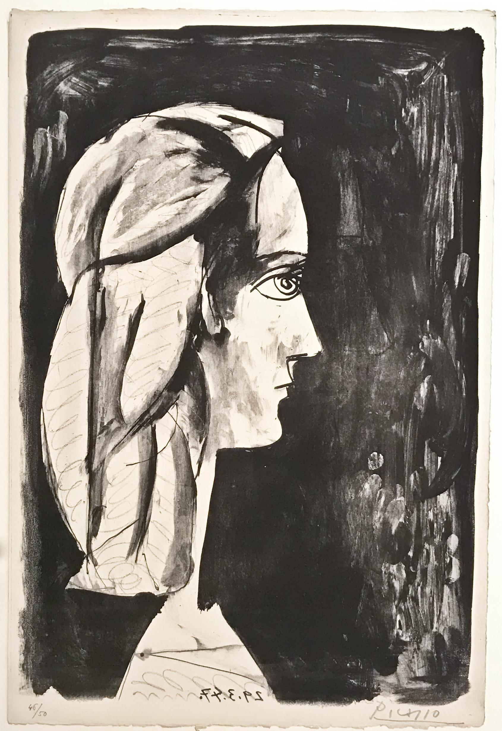 Pablo Picasso: Profil au fond noir (Bloch 437)