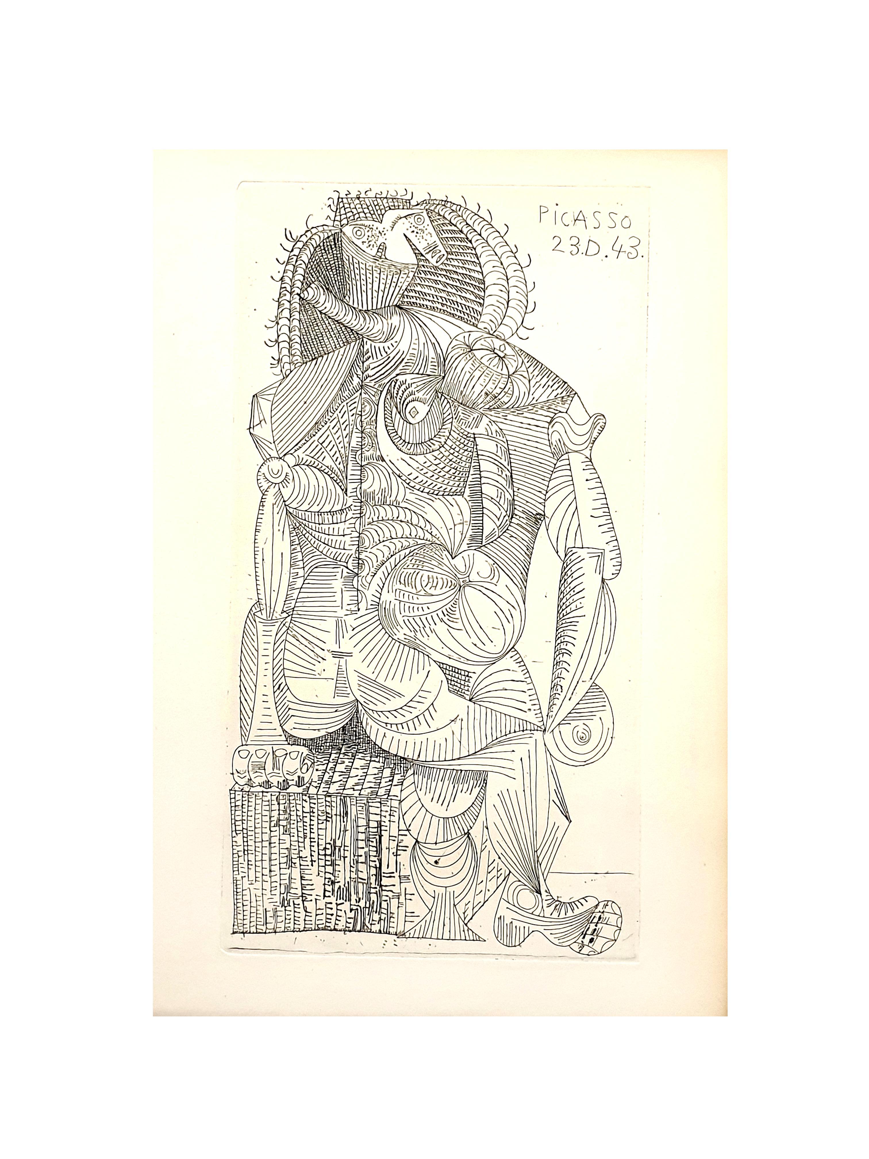 Pablo Picasso - Femme assise - eau-forte originale en vente 1
