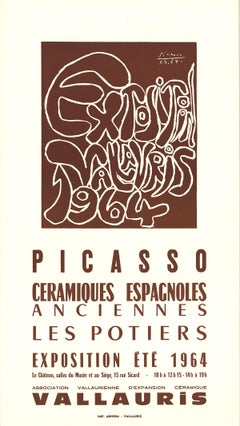 After Pablo Picasso-Spanish Ceramics-19.75" x 11"-Lithograph-1964-Cubism-Brown