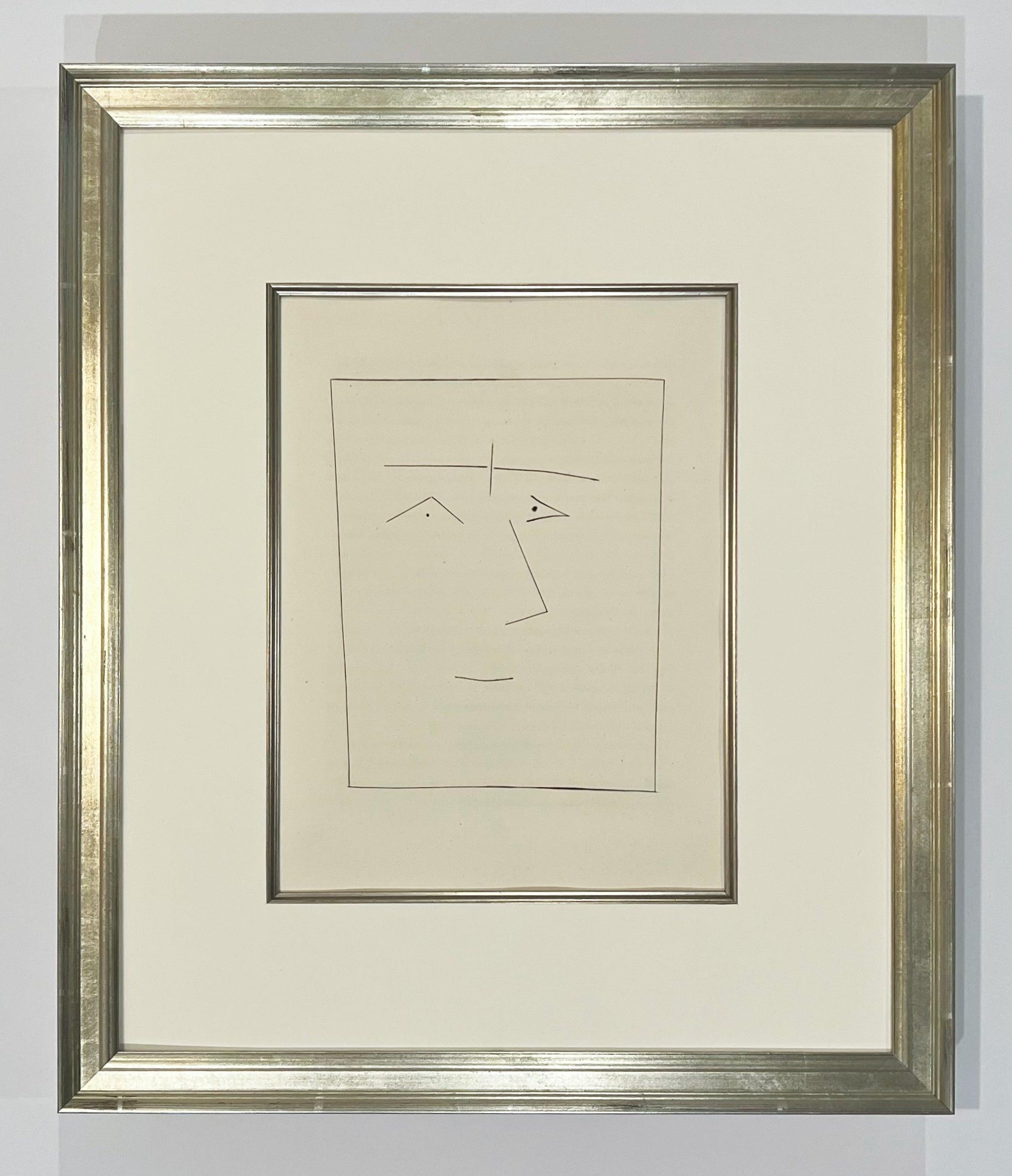 Quadratischer Kopf eines Mannes mit verbundenen Augenbrauen (Teller V), von Carmen – Print von Pablo Picasso