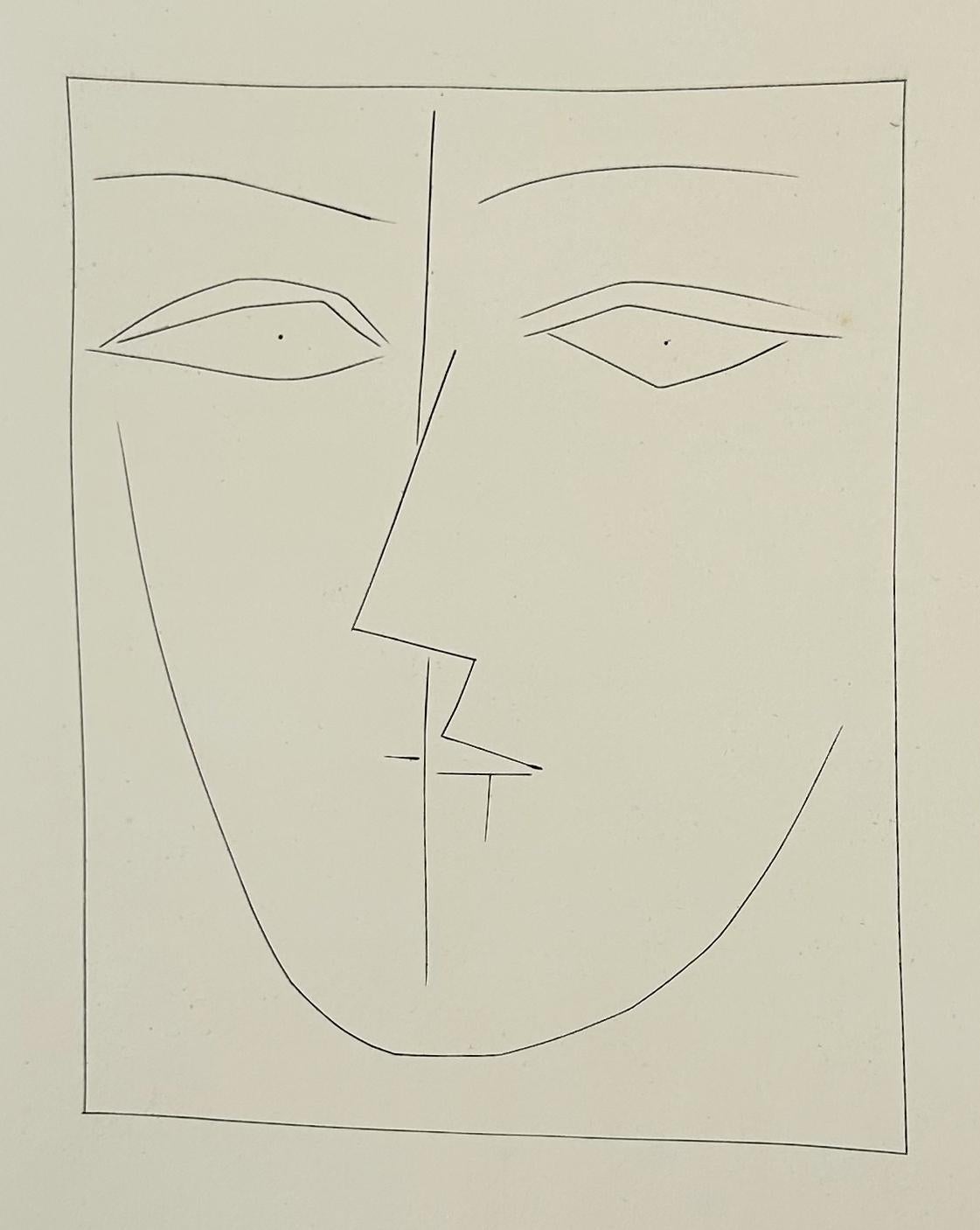 Pablo Picasso, Tête carrée de femme en demi-profil (planche XV) du Carmen