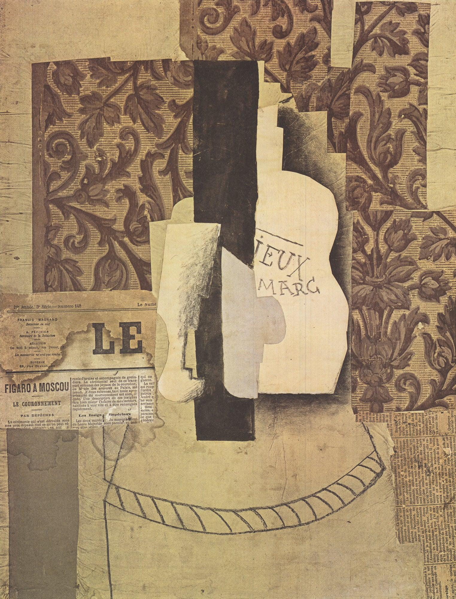 Picasso „Stillleben, Flasche und Glas“ 1990- Vintage (Kubismus), Print, von Pablo Picasso