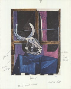 Picasso „Stillleben mit Ochsen Totenkopf“ 1990- Druckerprobe mit Remarks