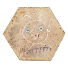 Pablo Picasso 'Tête de faune' Unique Wax Crayon on Tile