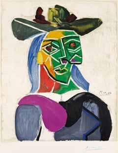 After PABLO PICASSO  "Tête de Femme au Chapeau"