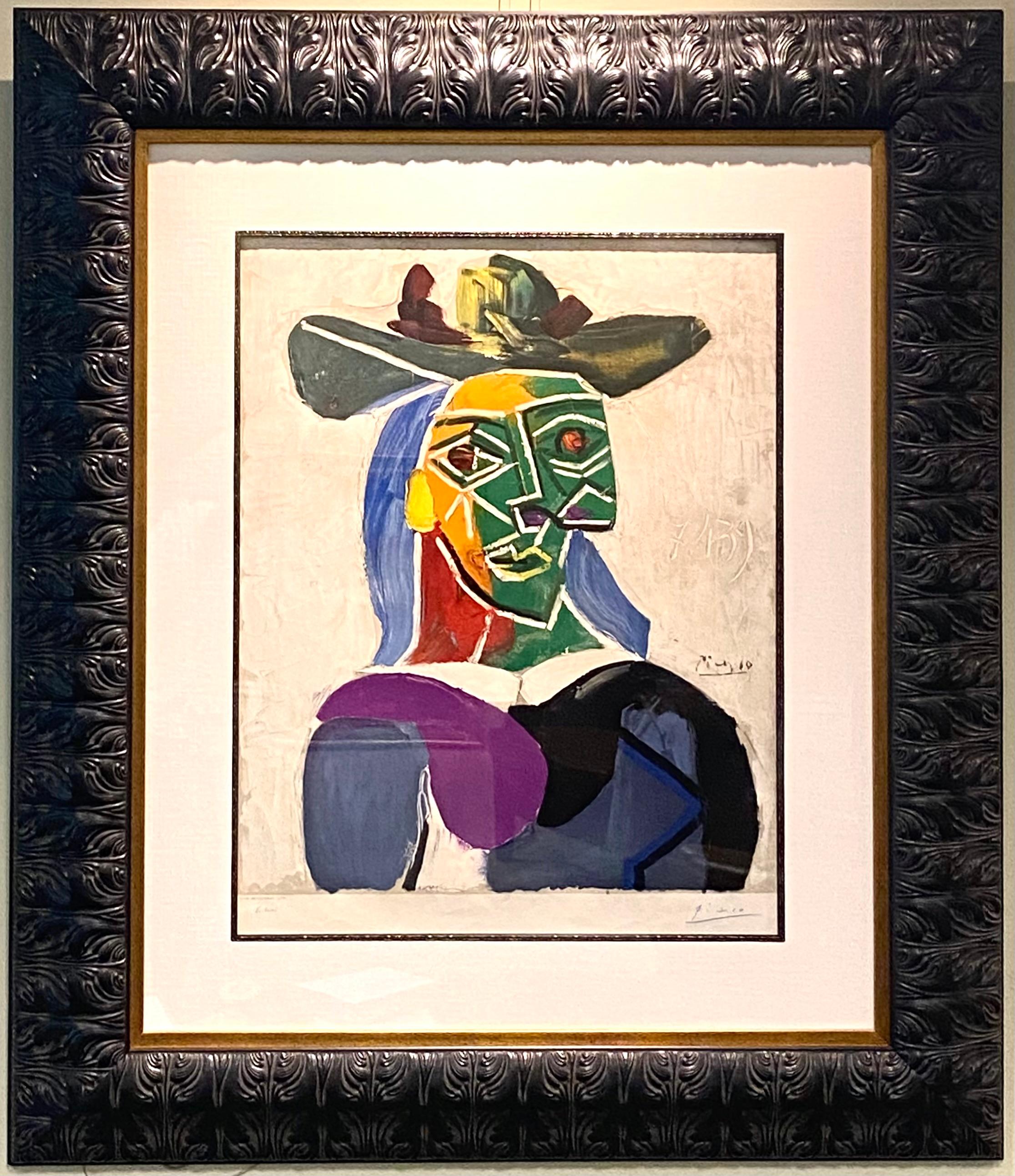 Pablo Picasso Figurative Print - PABLO PICASSO  "Tête de Femme au Chapeau"