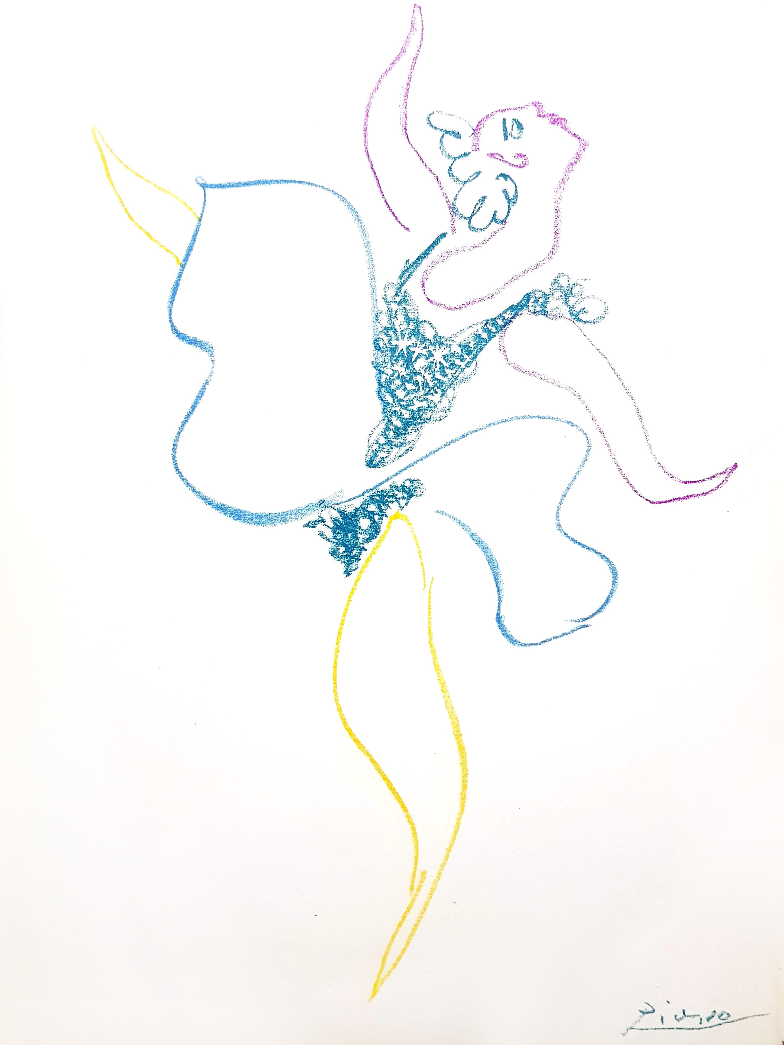 Pablo Picasso - Litografía
Título: La bailarina de ballet 
Dimensiones: 32 x 24 cm
1954
Referencia: Bloch 767
Frontispicio del libro "Le Ballet" (París: Editions Hachet, 1954) de Boris Kochno
Edición de 1000
Firma impresa