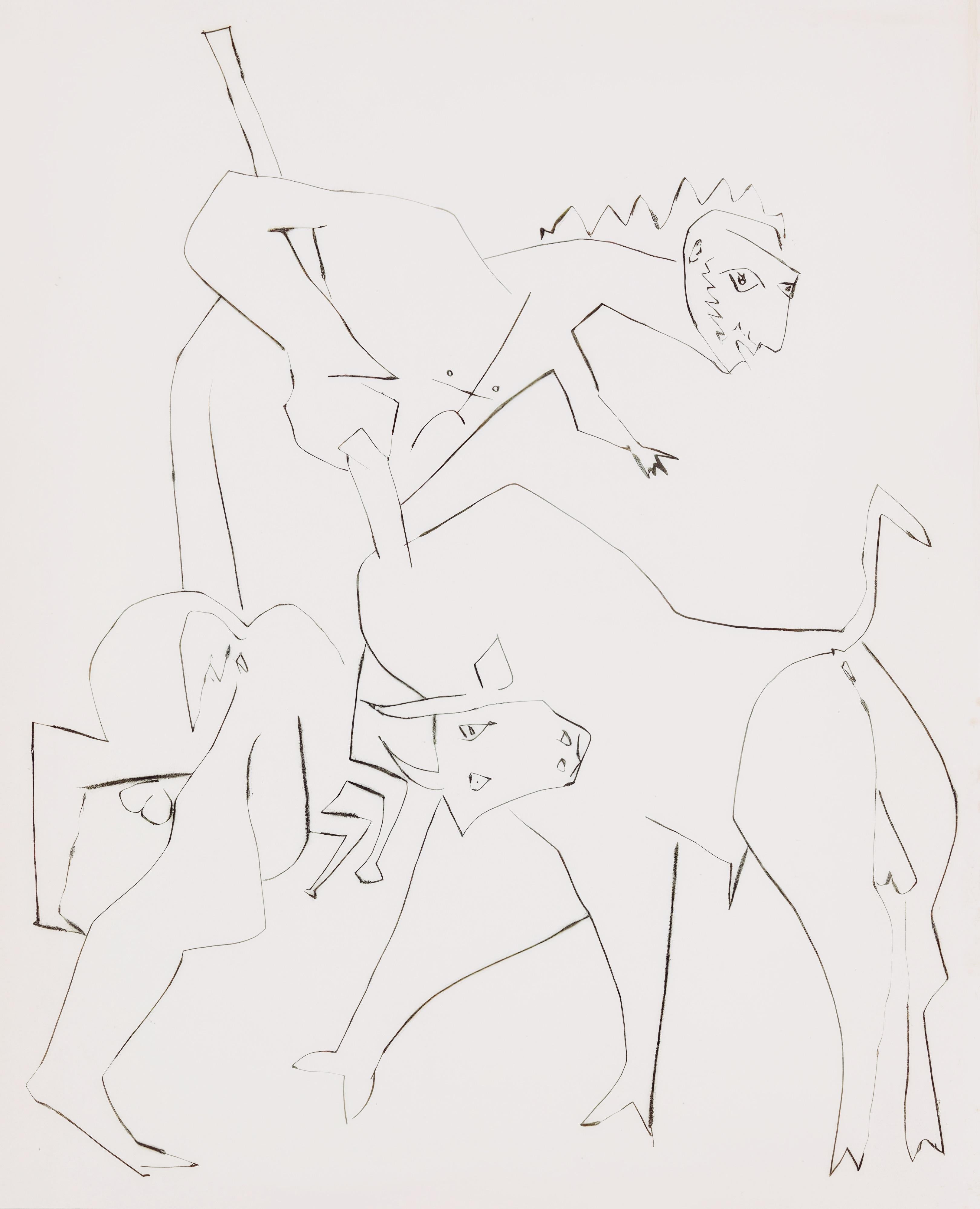 This exquisite engraving by Pablo Picasso (1881–1973), titled Le Centaur Picador (The Centaur Picador), from Deux Contes, Le Centaure picador, Le Crepuscule d'un faune (Two Tales, The Centaur Picador, The Twilight of a Faun), from Dos Contes, El