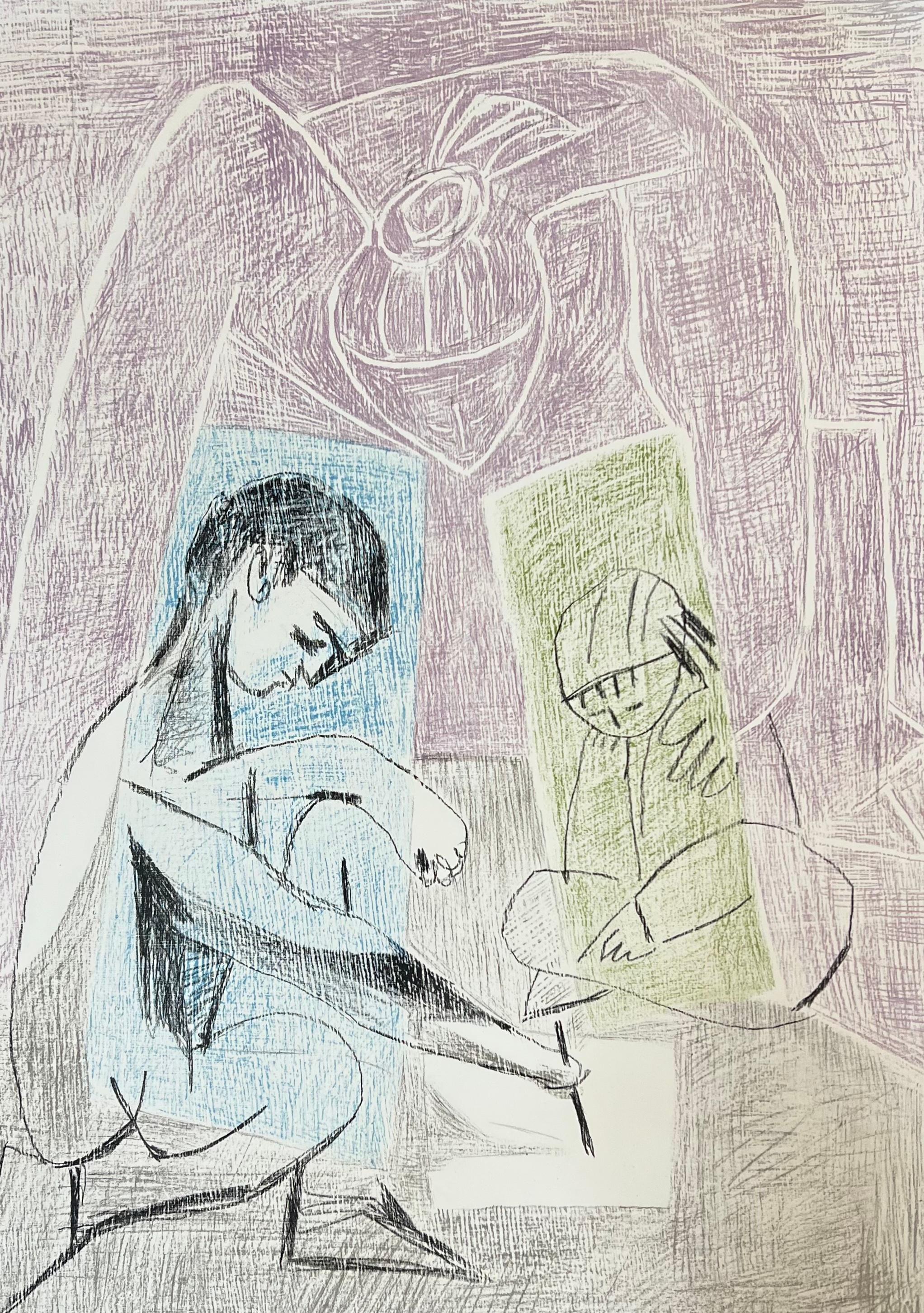Pablo Picasso, « Le petit artiste », 1956, lithographie en 5 couleurs, signée à la main en vente 2