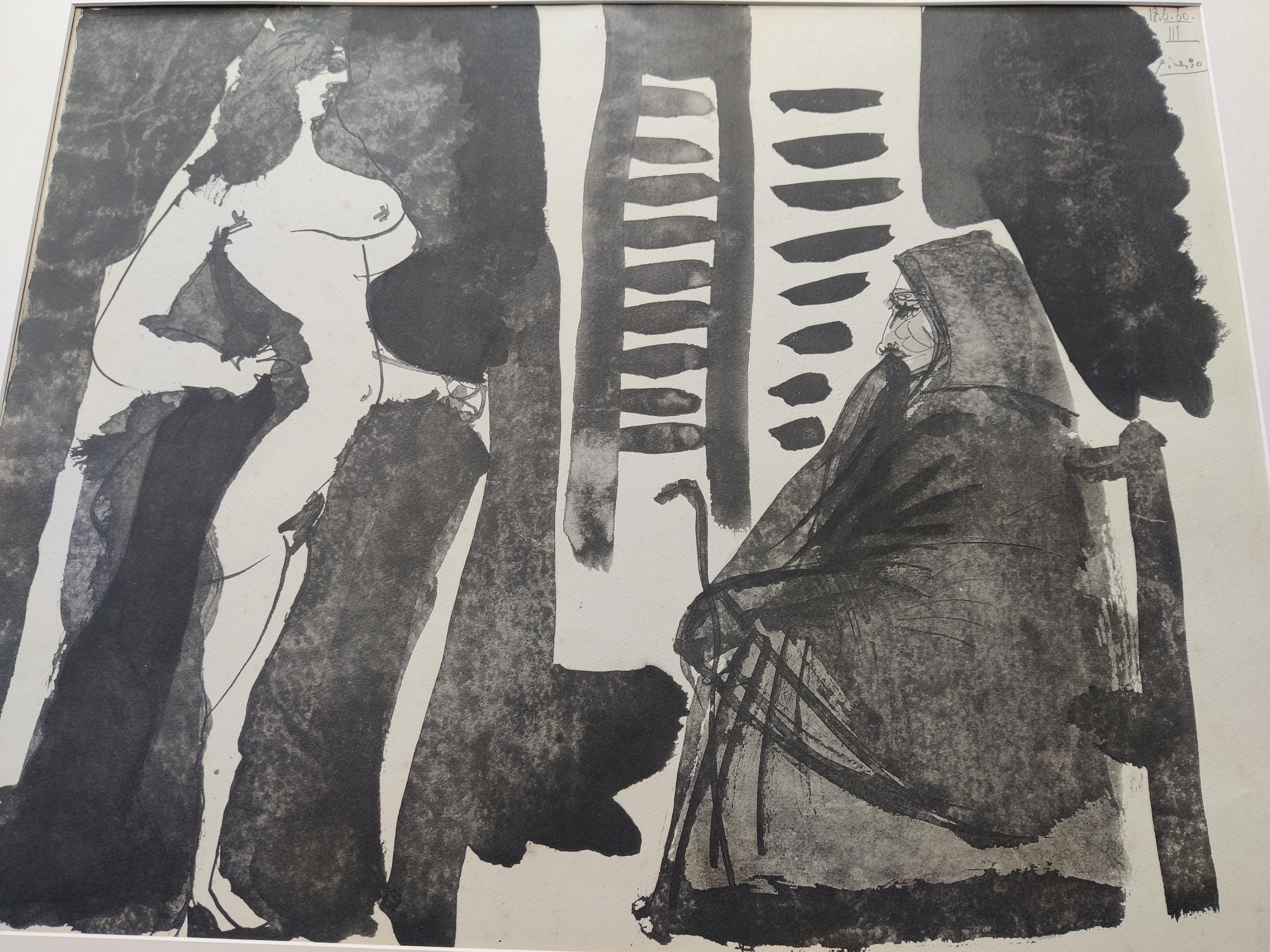 Pablo Picasso -- The lover of the toreador (Fille nu et Vieille Femme) For Sale 1