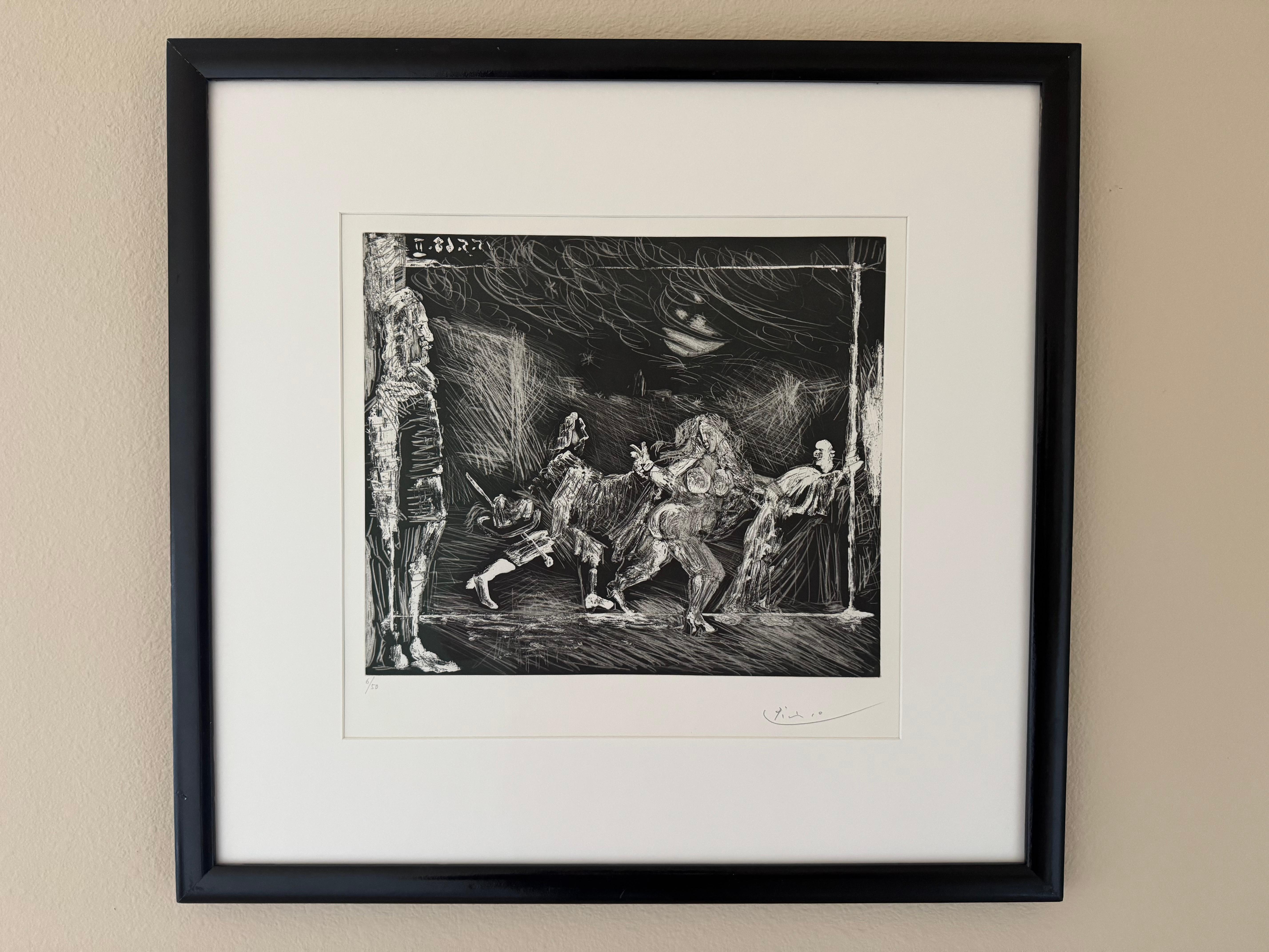 Pablo Picasso THÉÂTRE OU TÉLÉVISION: CAPE ET ÉPÉE 1968 Acquatinta - Serie 347 in vendita 9