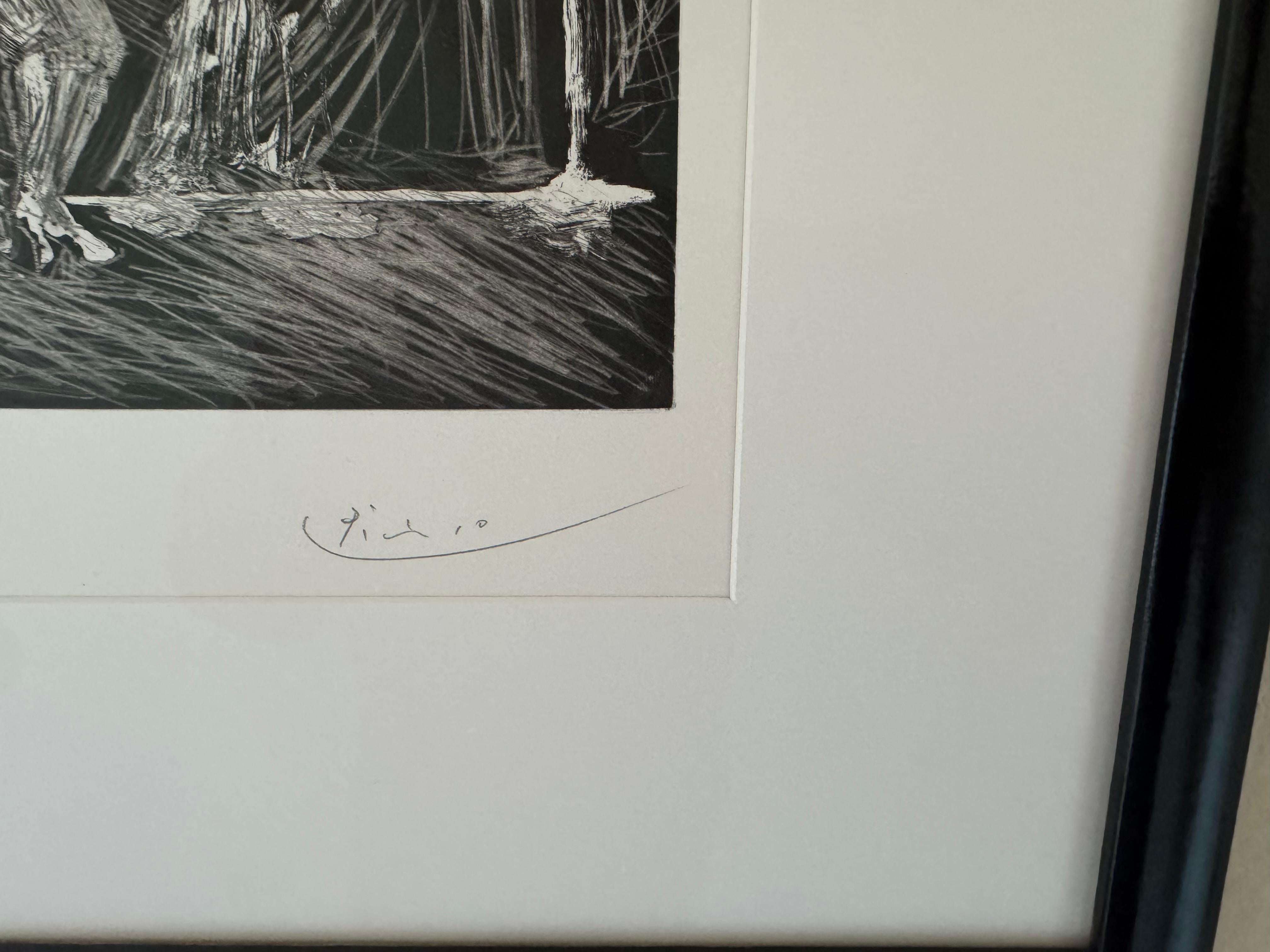 Pablo Picasso THÉÂTRE OU TÉLÉVISION: CAPE ET ÉPÉE 1968 Acquatinta - Serie 347 in vendita 10
