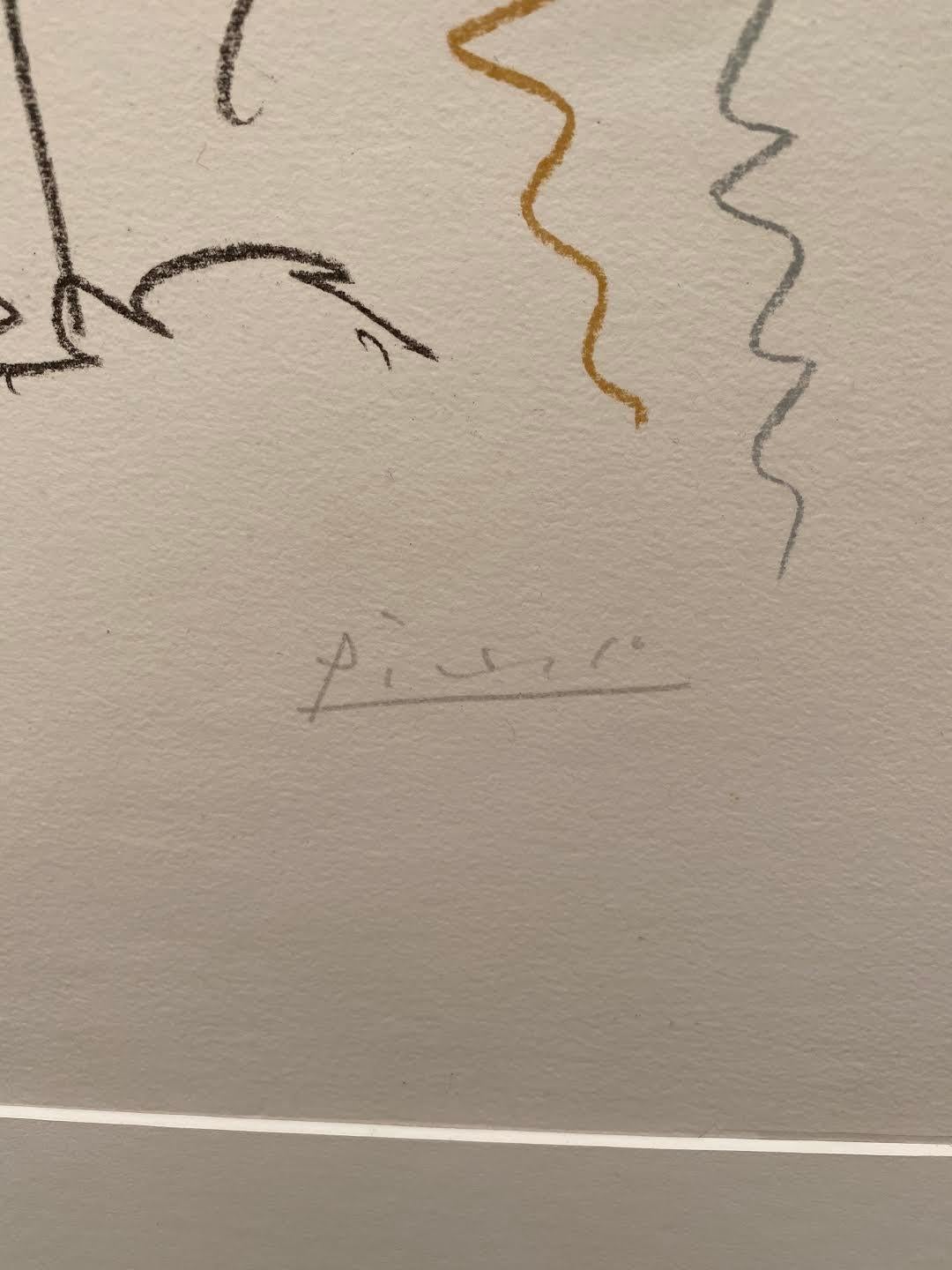 Pablo Picasso, « Trois profils de couleurs », lithographie originale, signée à la main en vente 1
