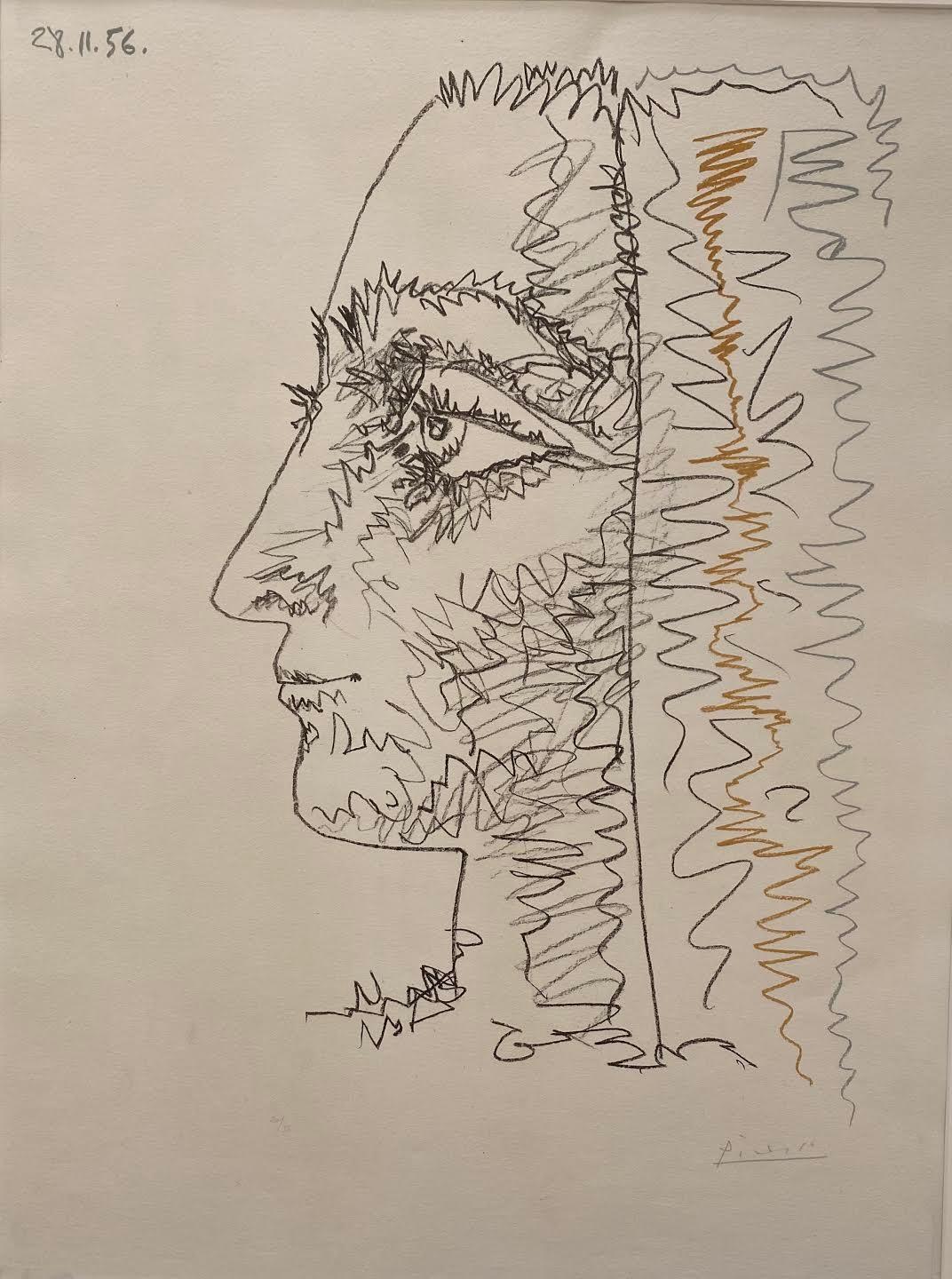 Pablo Picasso, "Three Colour Profile", original lithograph, hand signed