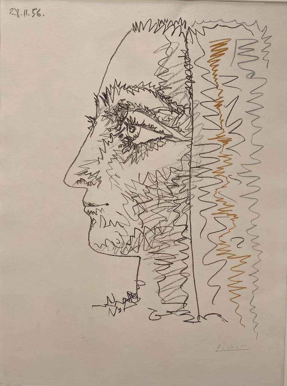 Pablo Picasso, "Three Colour Profile", original lithograph, hand signed