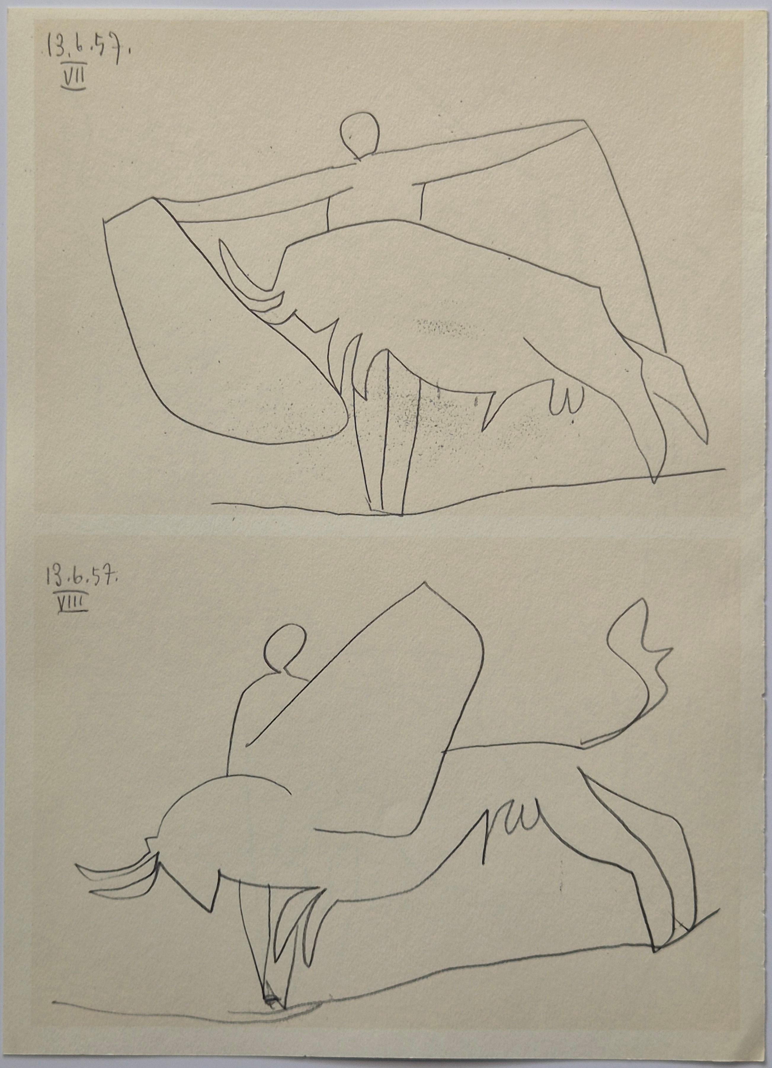 Pablo Picasso --  Torero avec taureau V.I.I. de Toros y Toreros