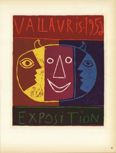 Pablo Picasso-Vallauris-12.5" x 9.25"-Lithograph-1959-Cubism-Multicolor, Brown
