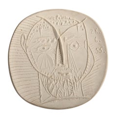 Assiette « Visage de faune » de Pablo Picasso (A. R. 283) Face of a Faun Madoura 1955