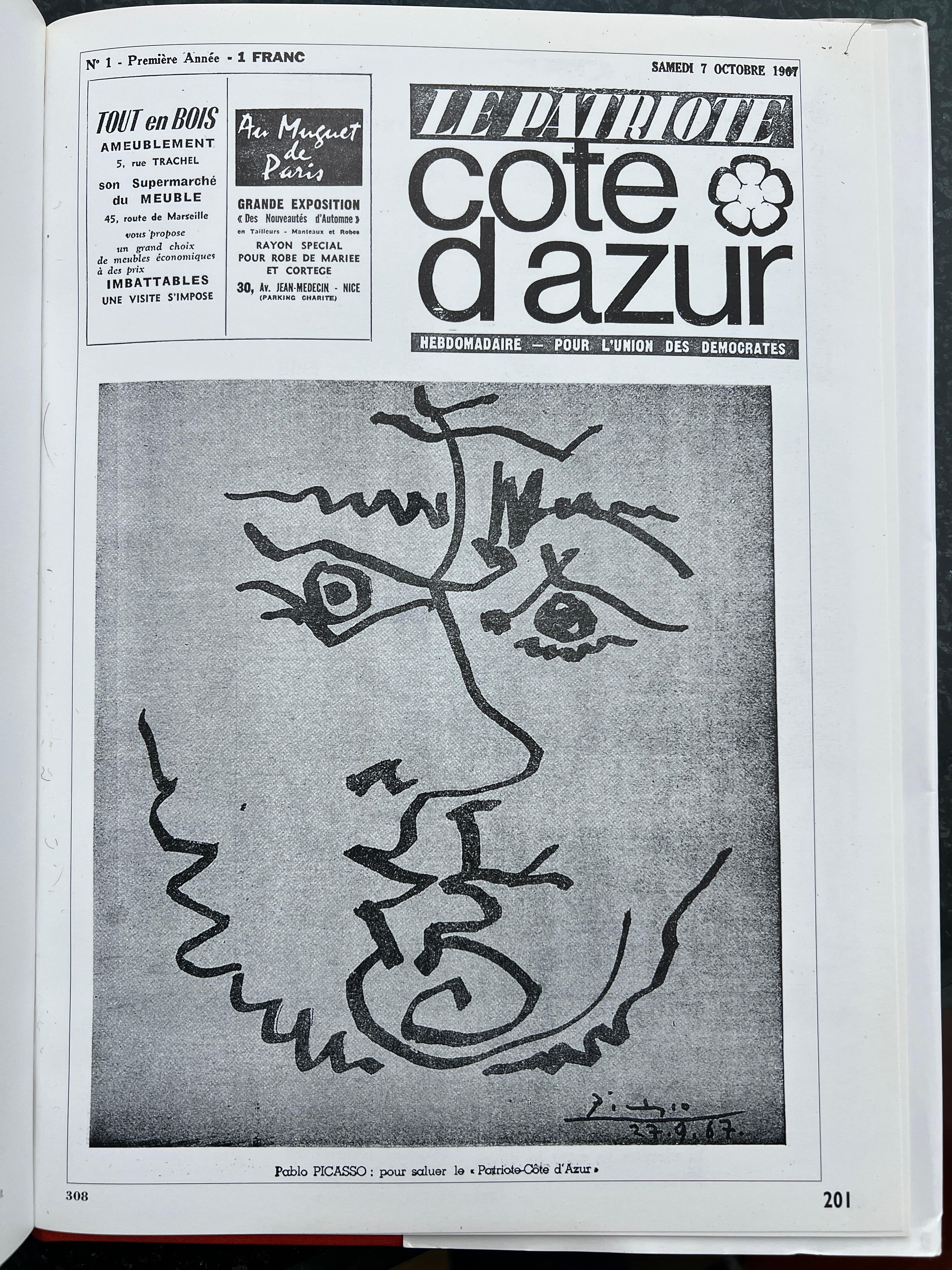 Pablo Picasso - Visage - hand-signed lithograph on BFK Rives paper - 1967 For Sale 6
