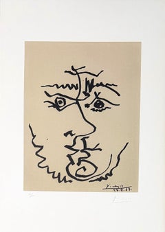Pablo Picasso - Visage - lithograph on BFK Rives paper - 1967
