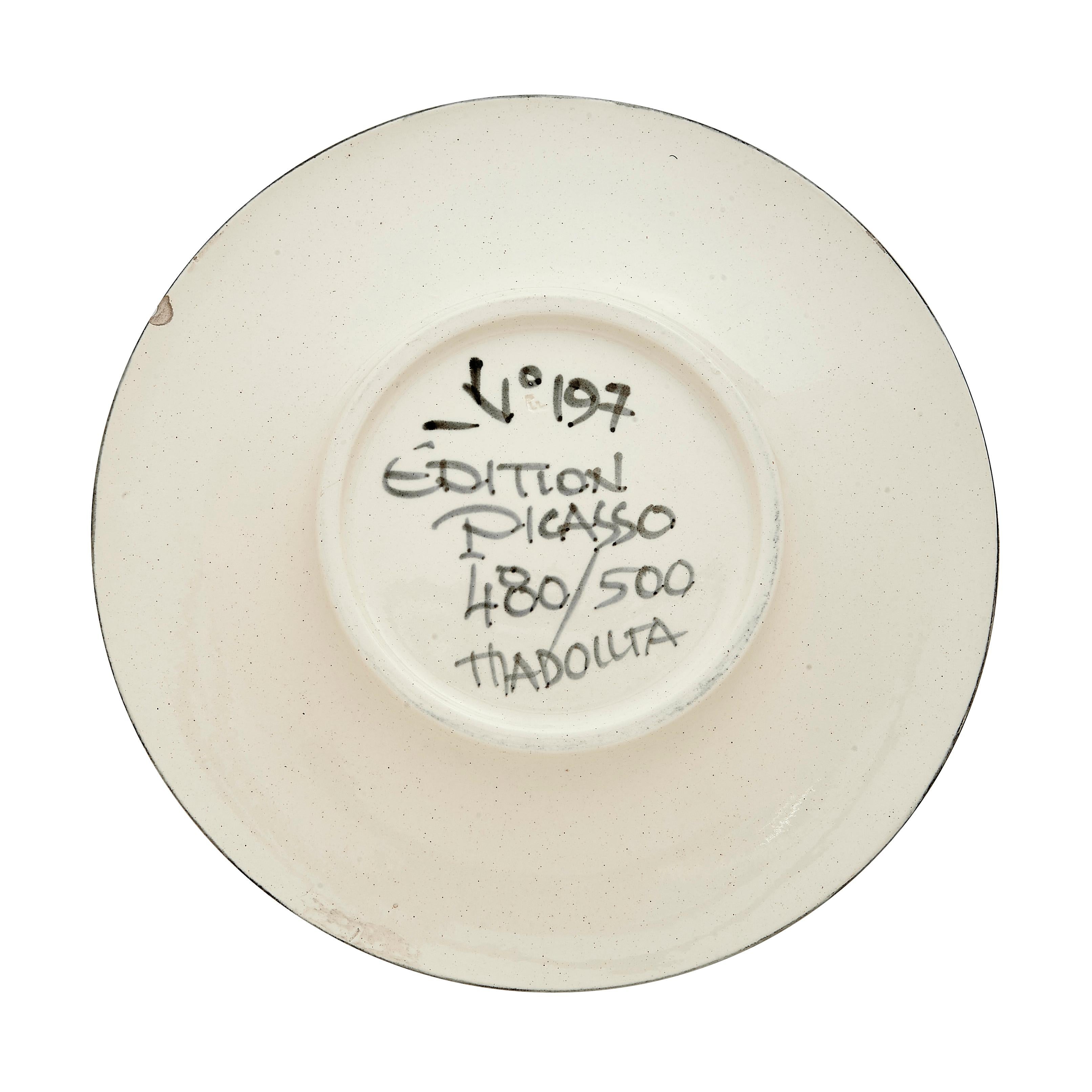 Pablo Picasso 'Visage nº 197' (A. R. 494) Placa facial Madoura 1963 1