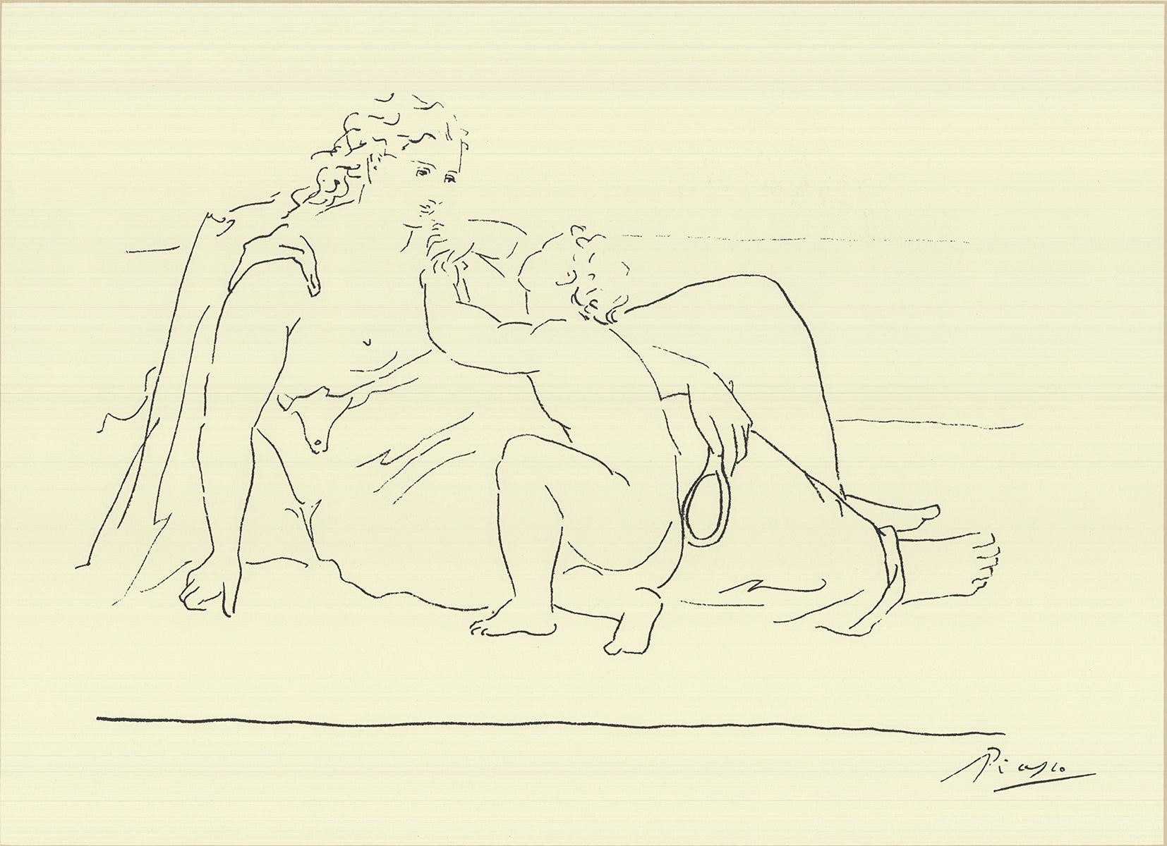 Pablo Picasso 'Woman and Child' 1985- Offset Lithograph For Sale 1