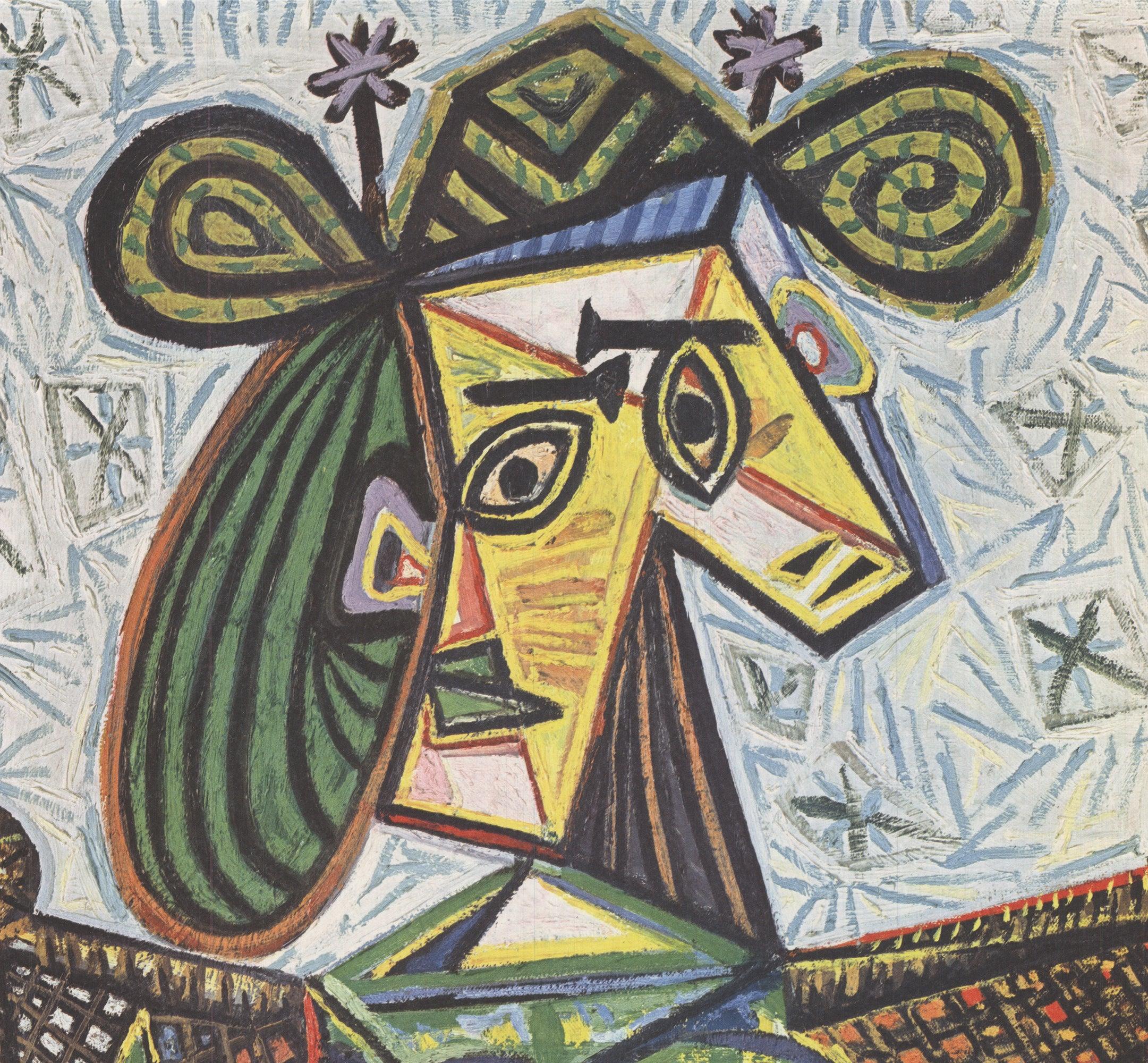 Mujer sentada en un sillón de Pablo Picasso es una reproducción de alta calidad que capta la esencia de la obra maestra original. Impresa en papel de 250 g con bordes barnizados, esta pieza pone de relieve la artesanía y la atención al detalle.