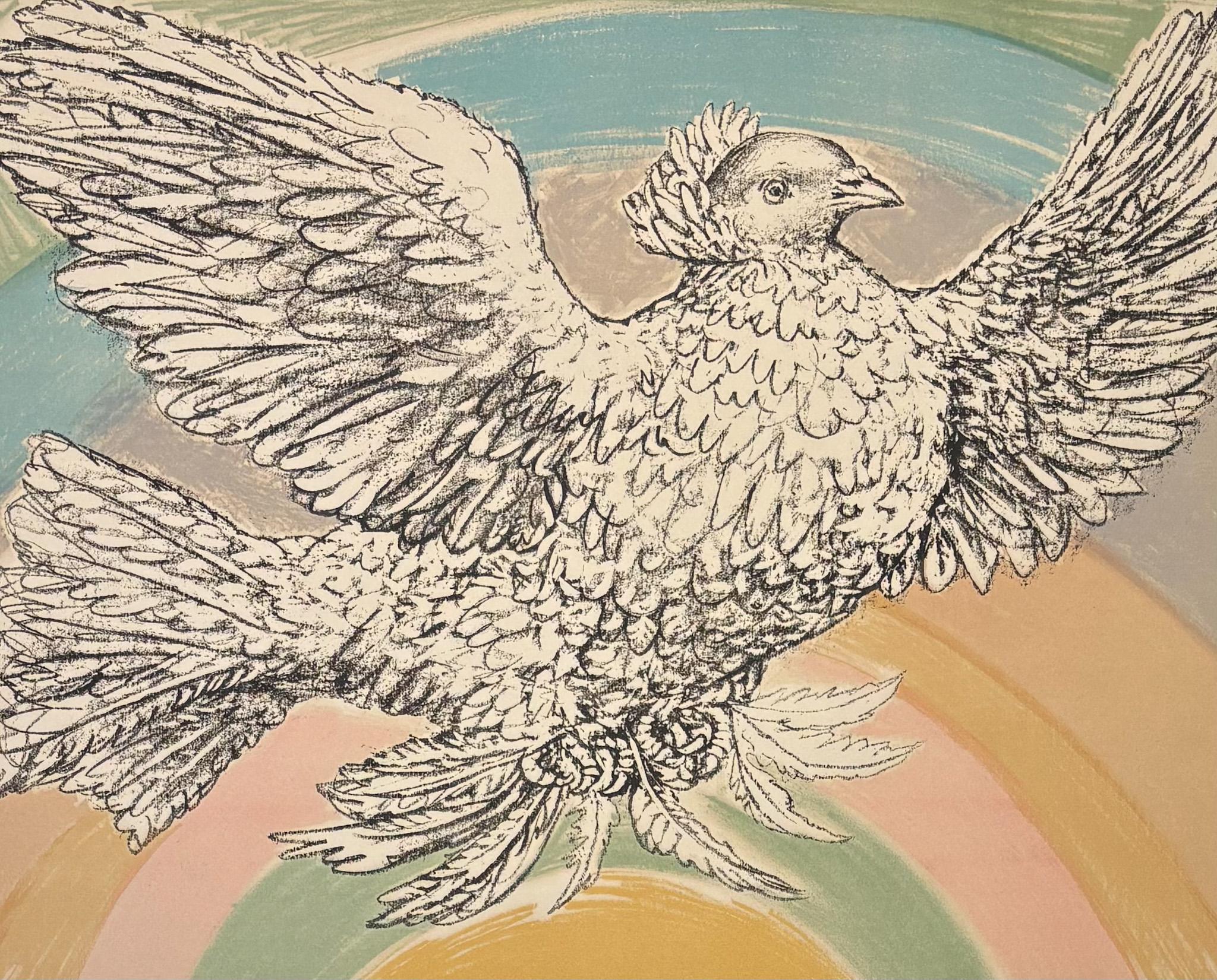 Pablo Picasso(1881-1973) - Colombe volante - Lithographie en couleurs sur papier Arches en vente 1