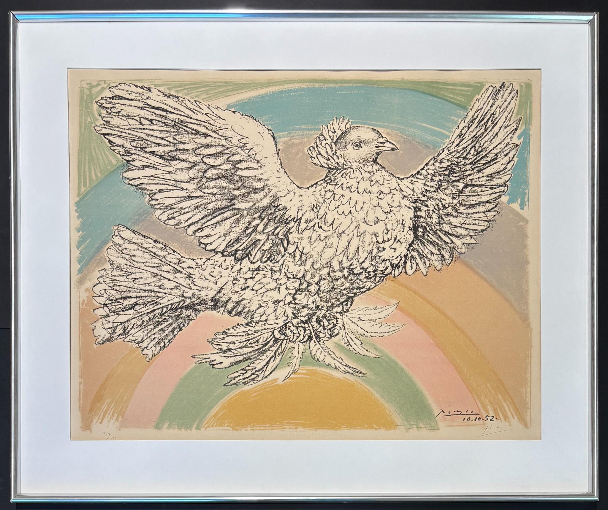 Pablo Picasso(1881-1973) - Colombe volante - Lithographie en couleurs sur papier Arches en vente 2