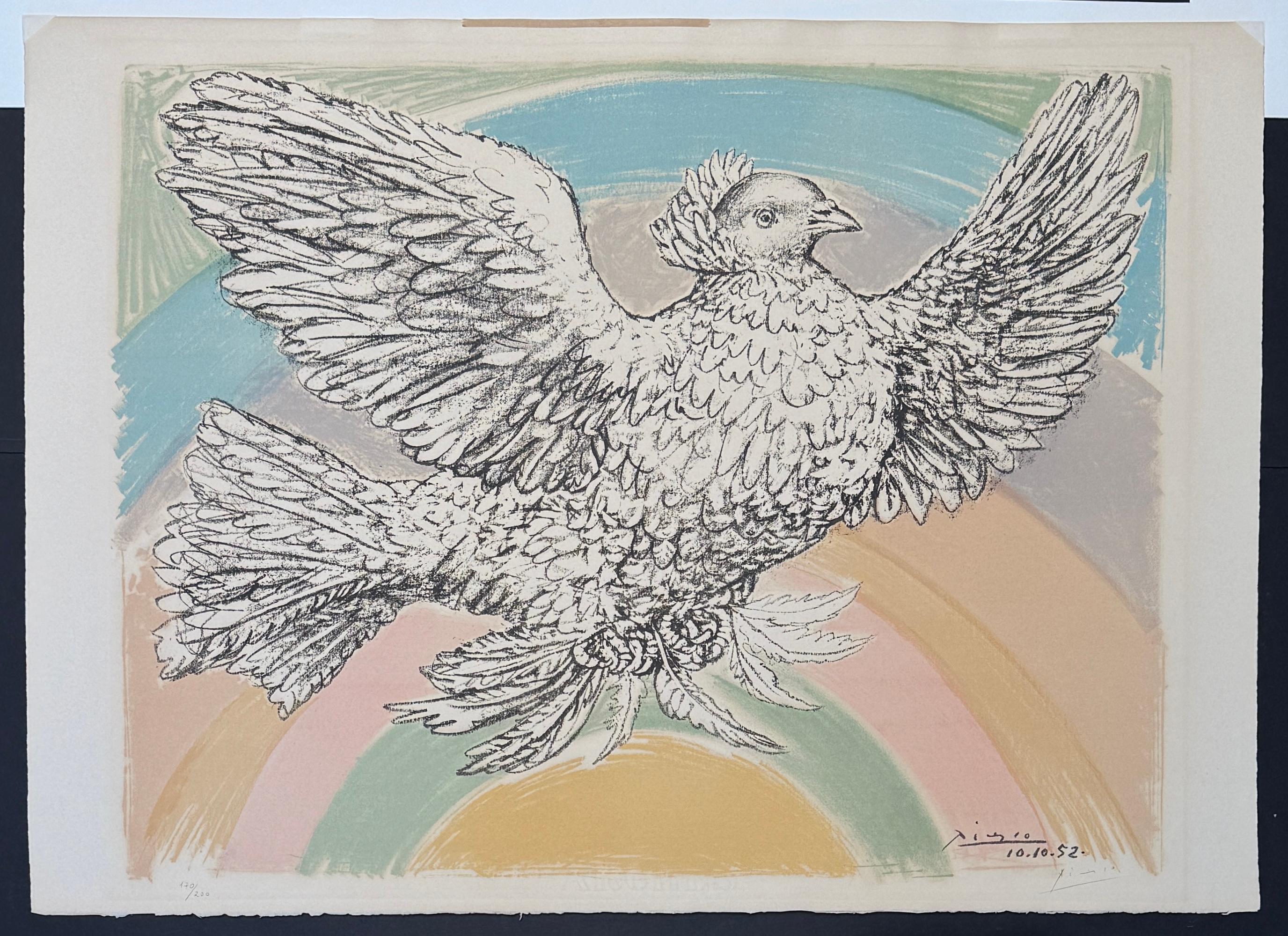 Pablo Picasso(1881-1973) - Colombe volante - Lithographie en couleurs sur papier Arches en vente 3