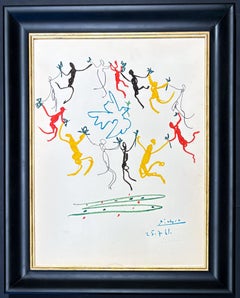 Pablo Picasso(1881 - 1973)-La ronde de la jeunesse-Lithographie en couleurs sur carton