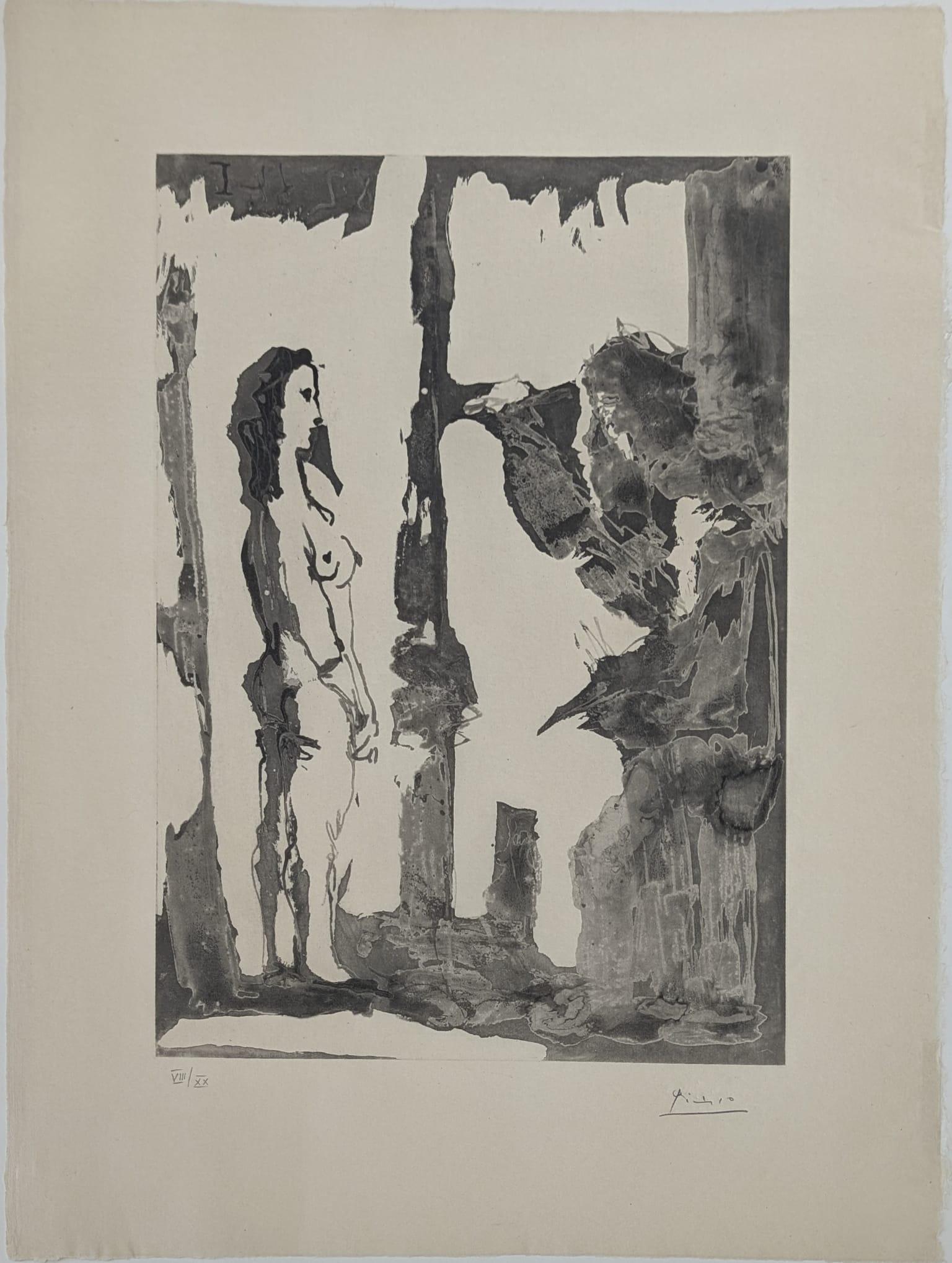 Painter and long-haired model - Print de Pablo Picasso