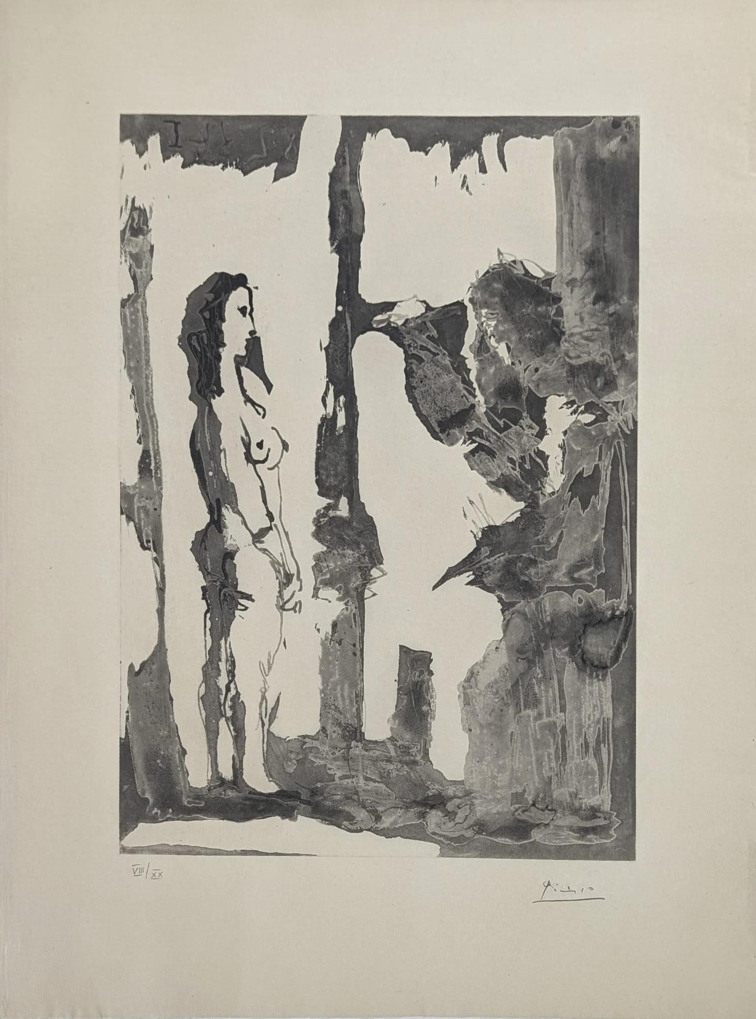 Abstract Print Pablo Picasso - Painter and long-haired model