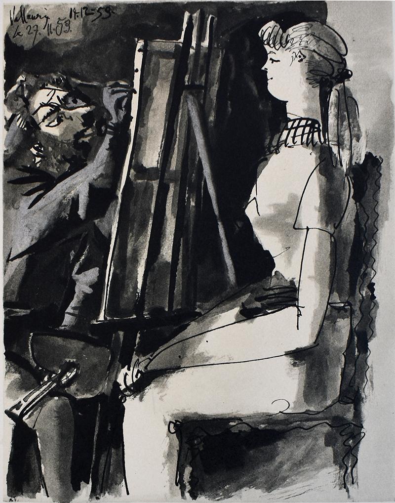Pablo Picasso Painter and Model, from Suite of 15 Drawings by
