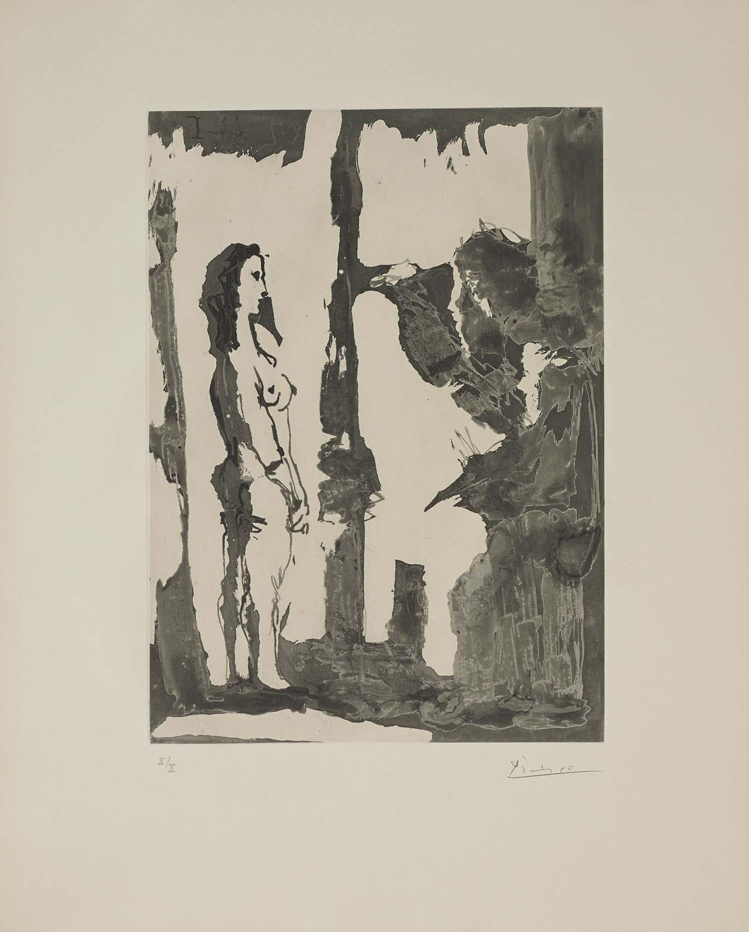 Painter and Model with Long Hair (Sable Mouvant- Quicksand, B.1184), 1966 - Print by Pablo Picasso