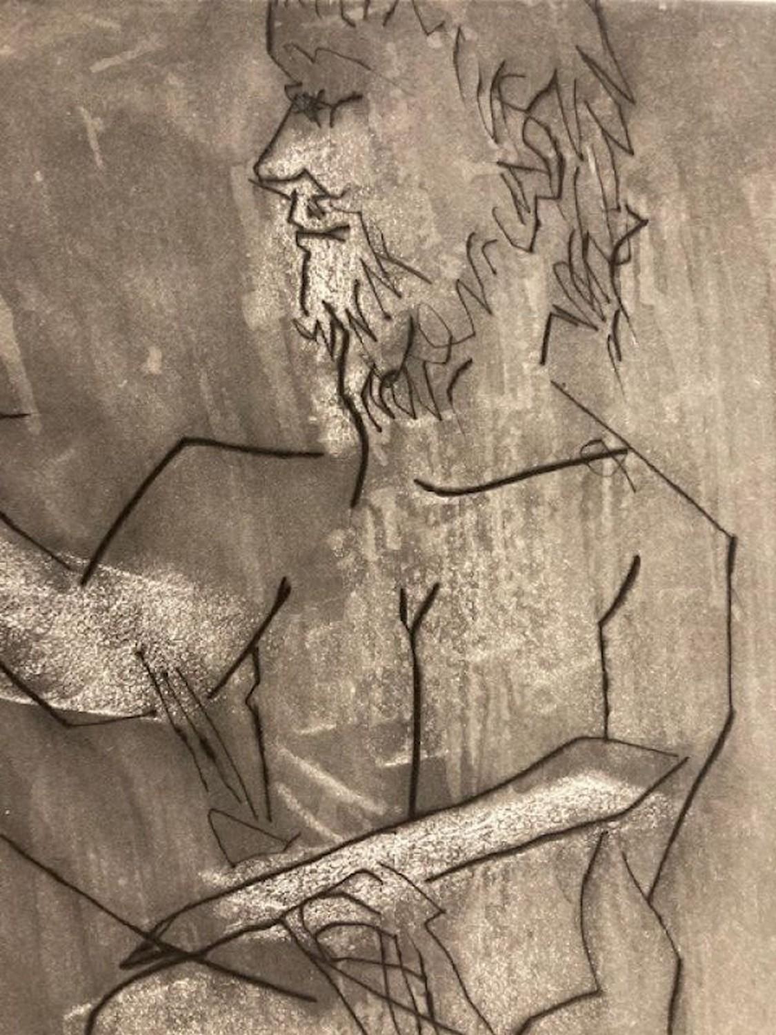 Painter at his easel, with a sitter - Abstract Print by Pablo Picasso