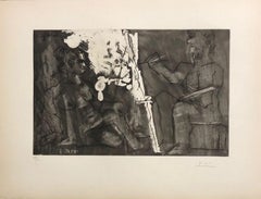 Painter at his easel, with a sitter
