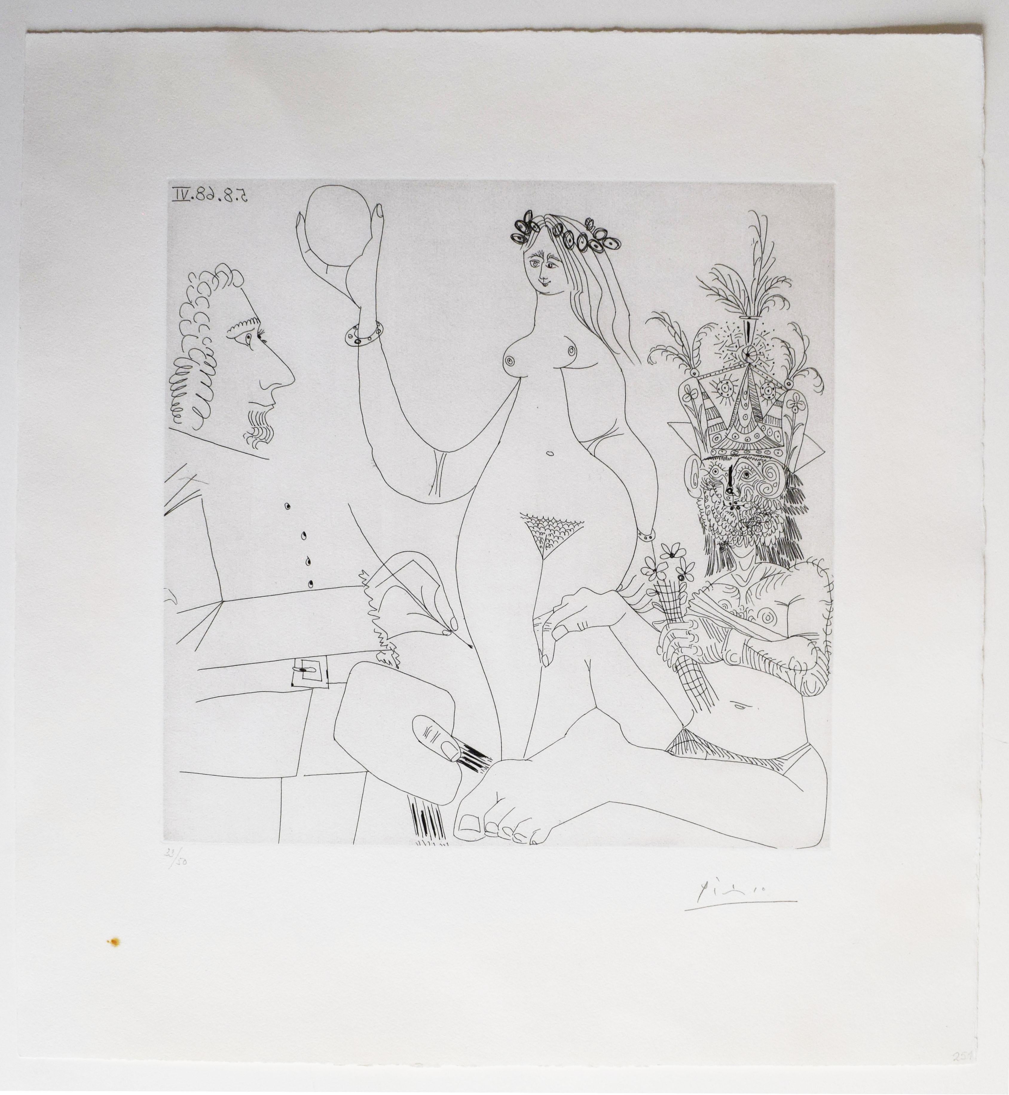 Pittore davanti a una delle Tre Grazie di Raphael..., da: Serie 347 - Print di Pablo Picasso
