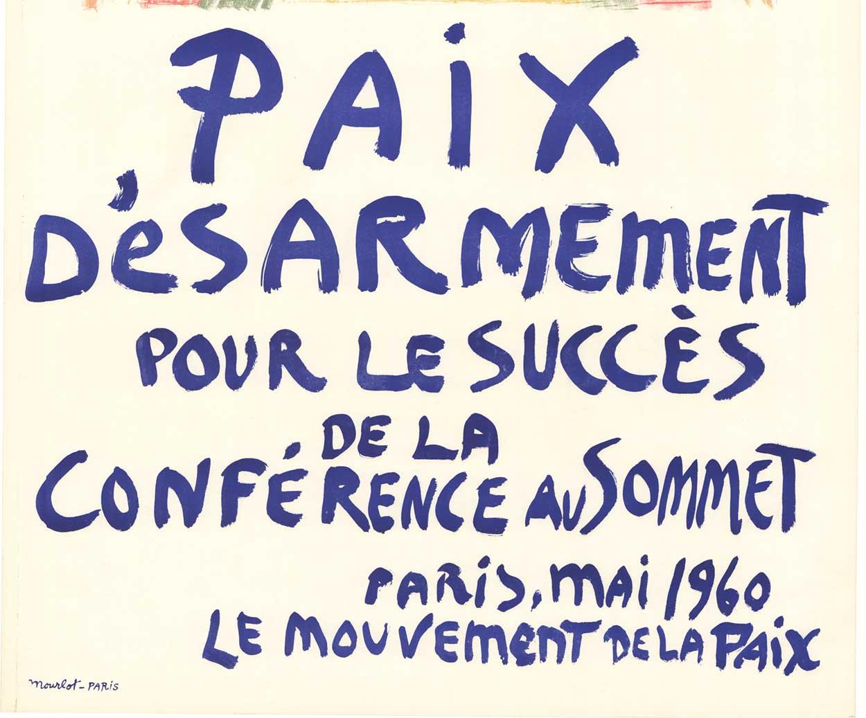 Paix, Désarmement pour le Succès de la Conférence au Sommet, Paris, Mai 1960 (Amerikanische Moderne), Print, von Pablo Picasso