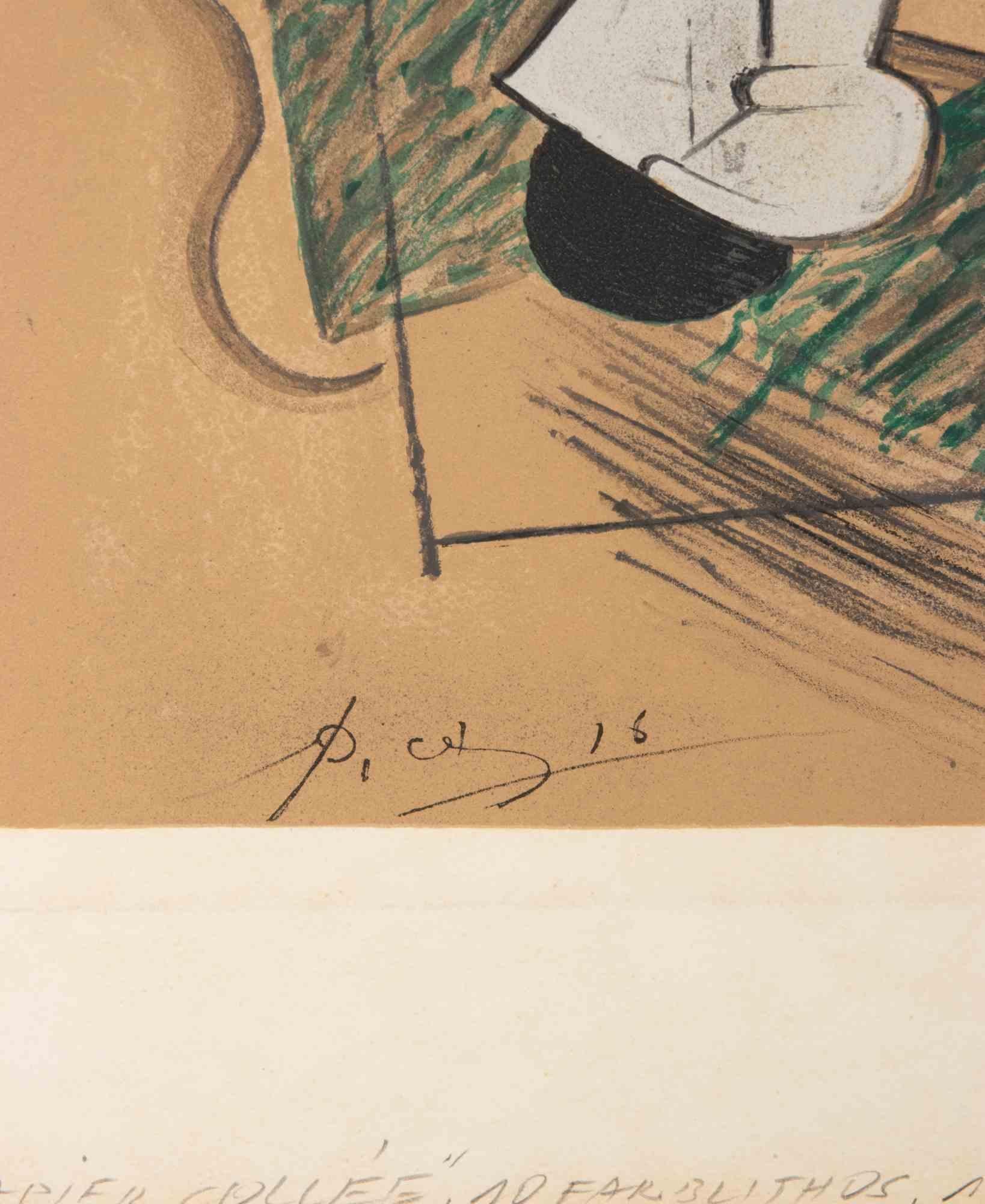Papier Collés 1910-1914 - Litografía - 1966 - Figurative Print Beige de Pablo Picasso