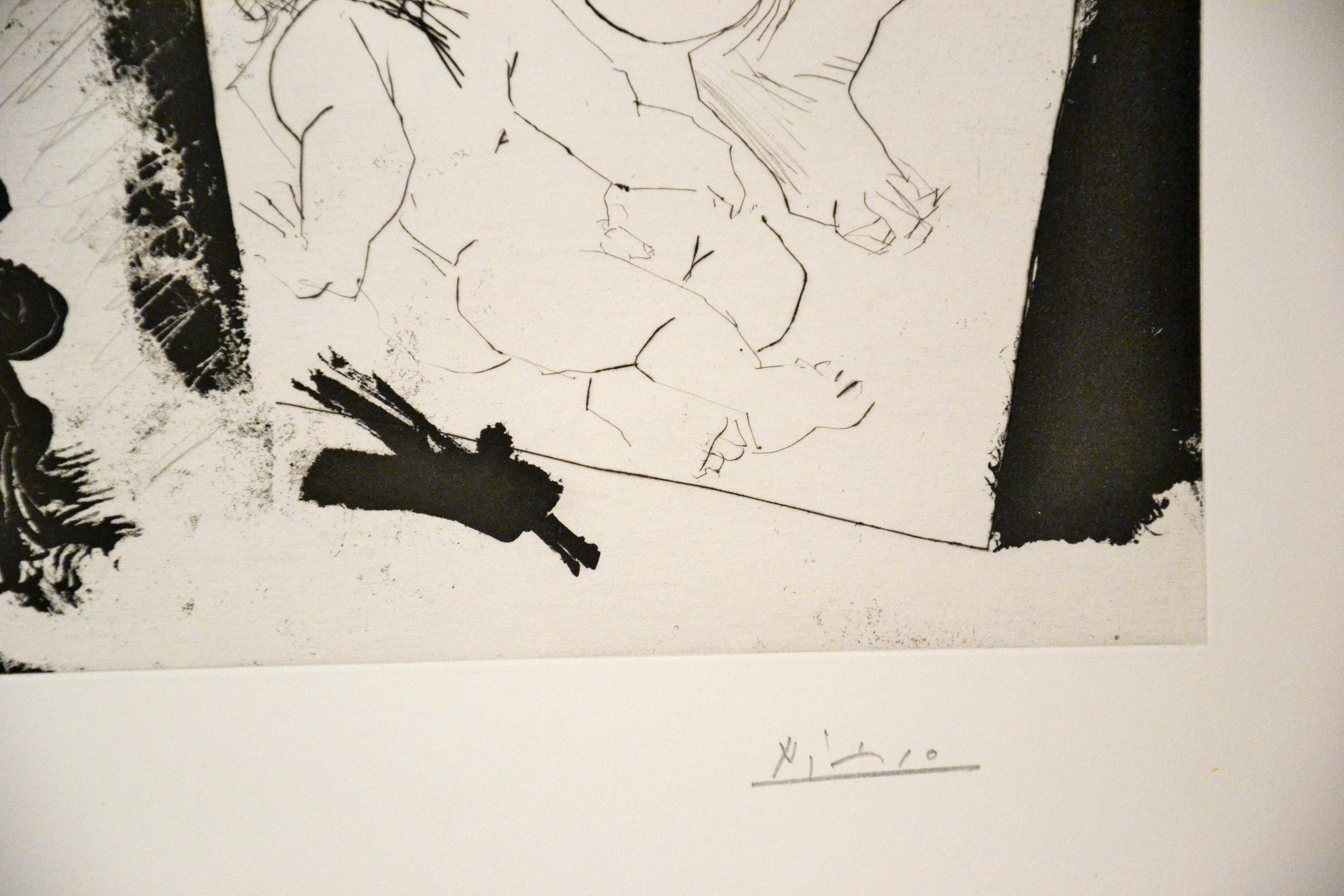 Patron et sa Suite en Visite à l’Atelier - Etching by P. Picasso - 1968 - Cubist Print by Pablo Picasso