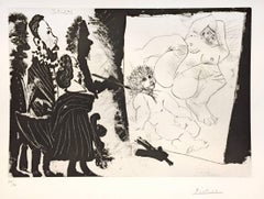 Patron et sa Suite en Visite à l'Atelier - Acquaforte di P. Picasso - 1968