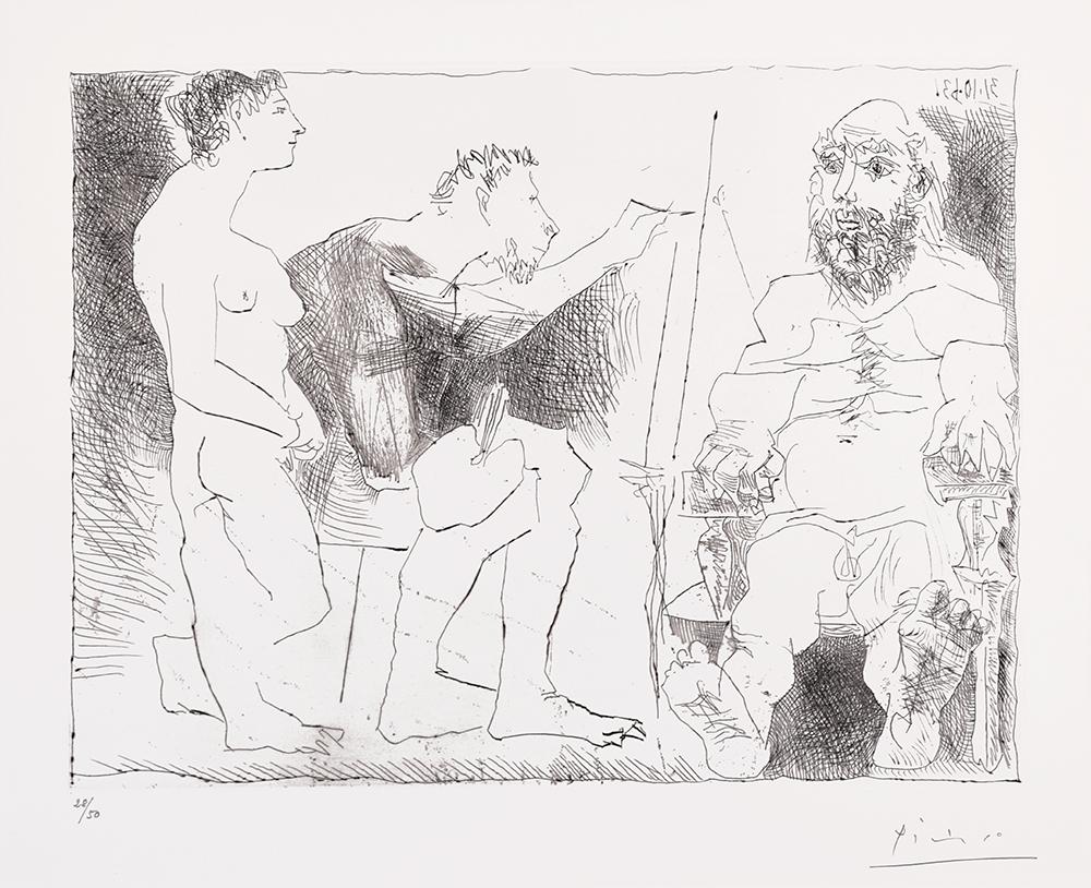 Pablo Picasso Figurative Print - Peintre au Travail (Painter at Work), 1963