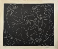 Peintre Dessinant et Modèle Nu au Chapeau, Linocut, Signed, Edition of 160