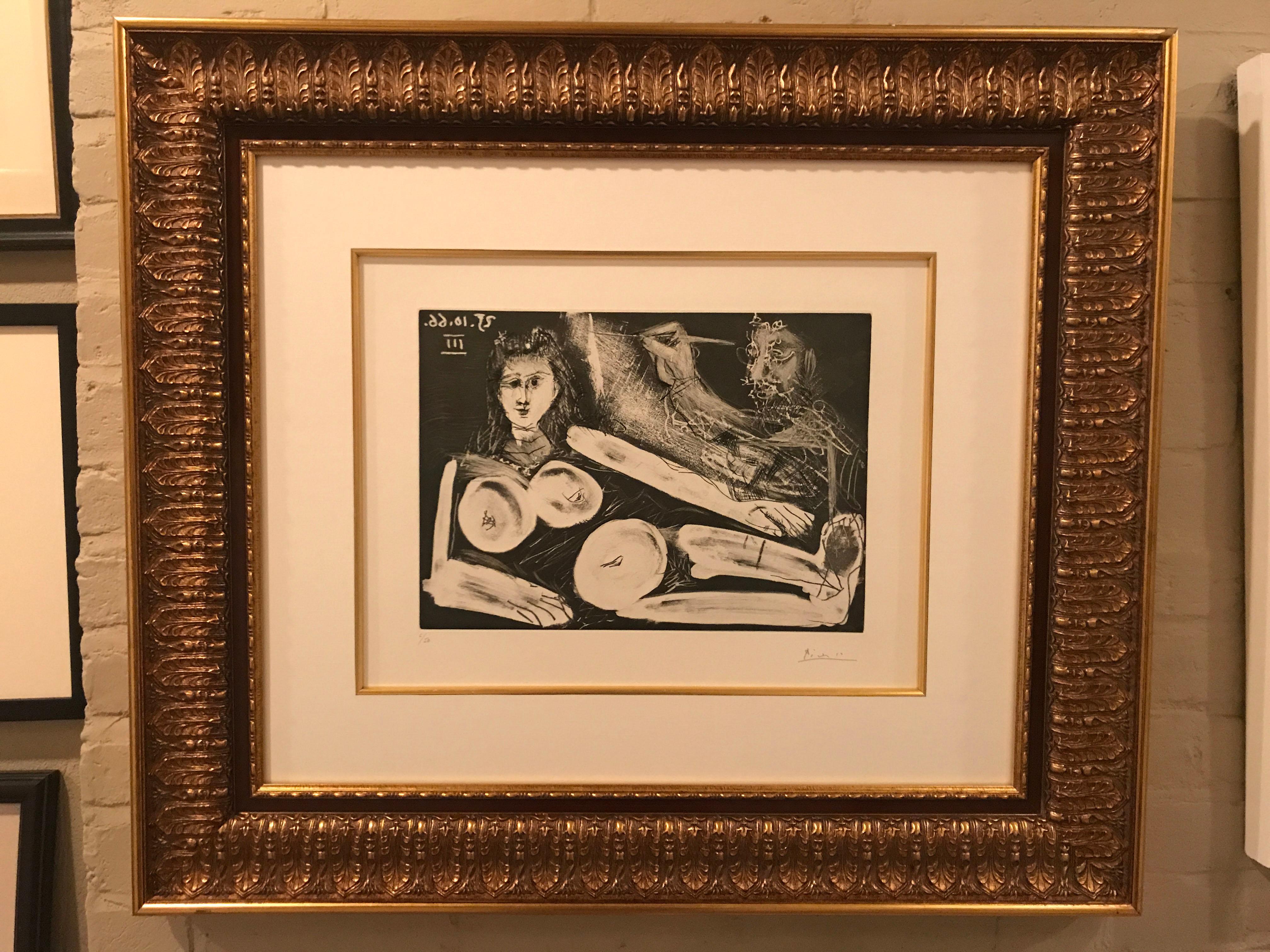 Pablo Picasso Figurative Print – Perlmutt et Modle au Collier